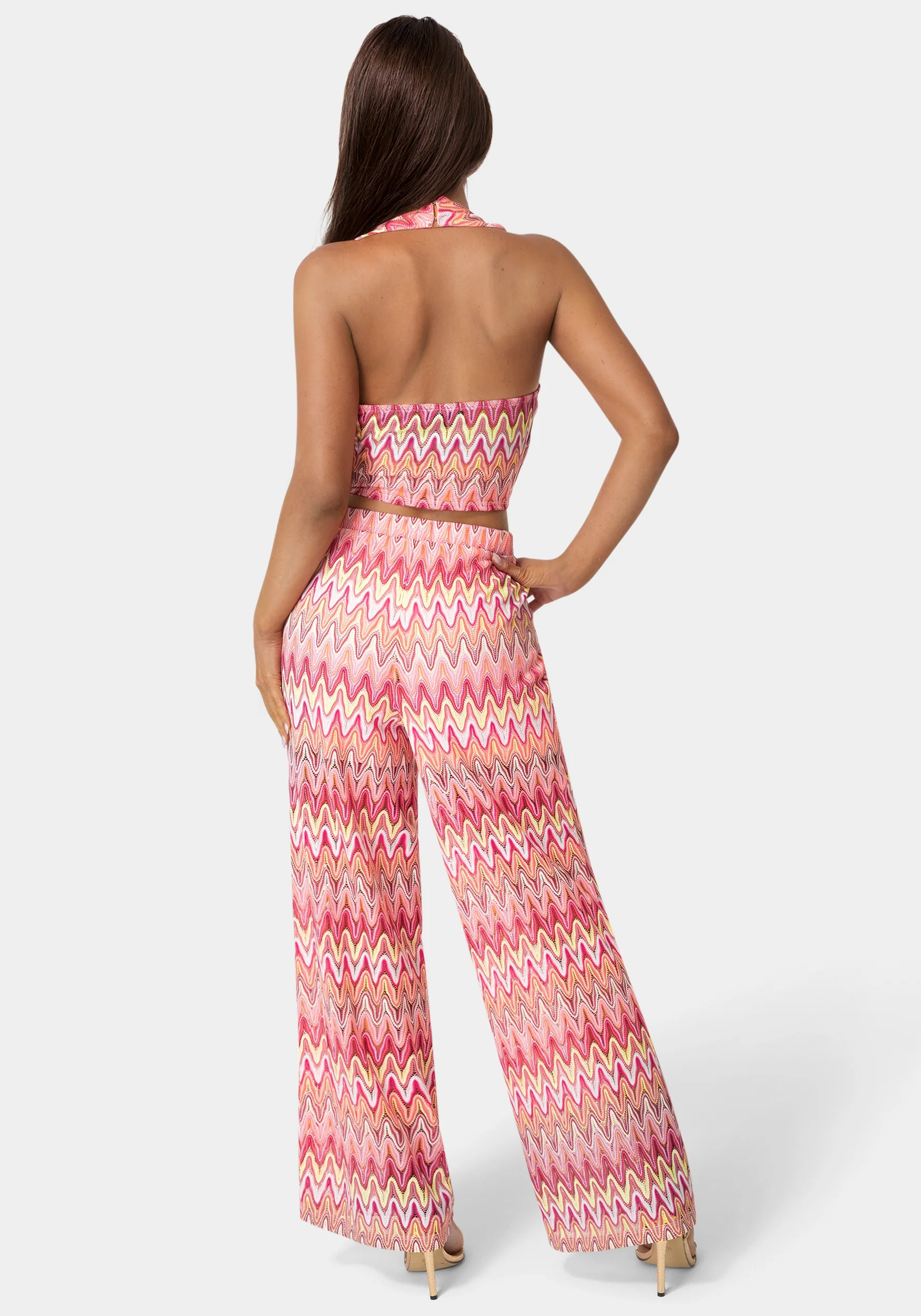 2-Piece Chevron Halter Top Flare Pant Set - Image 3