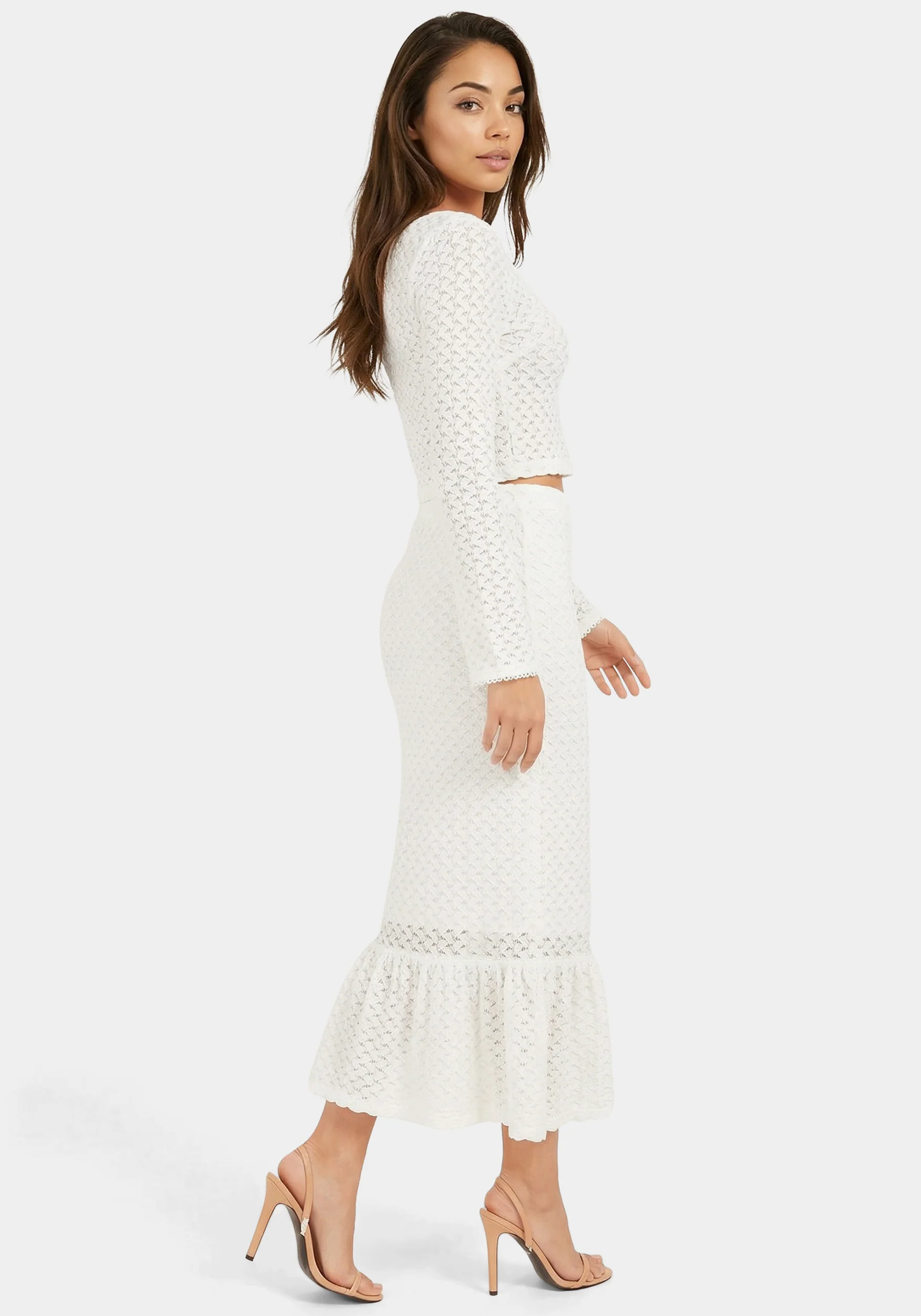 2-Piece Crochet Top Tiered Skirt Set - Image 2