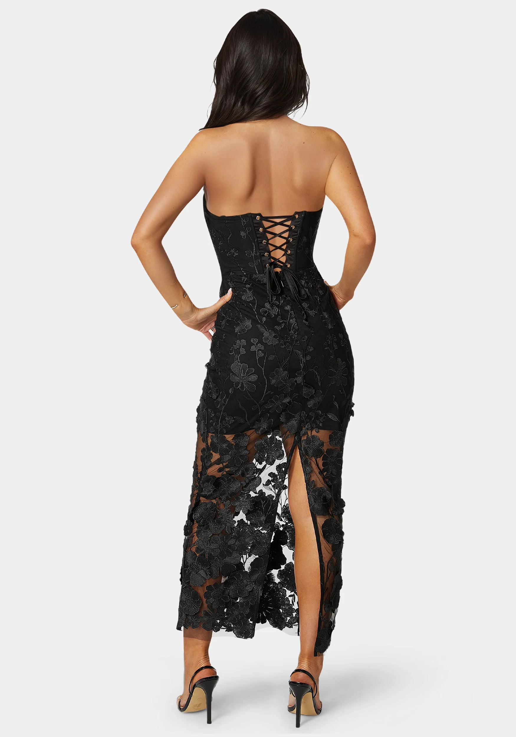 3D Floral Strapless Gown - Image 3