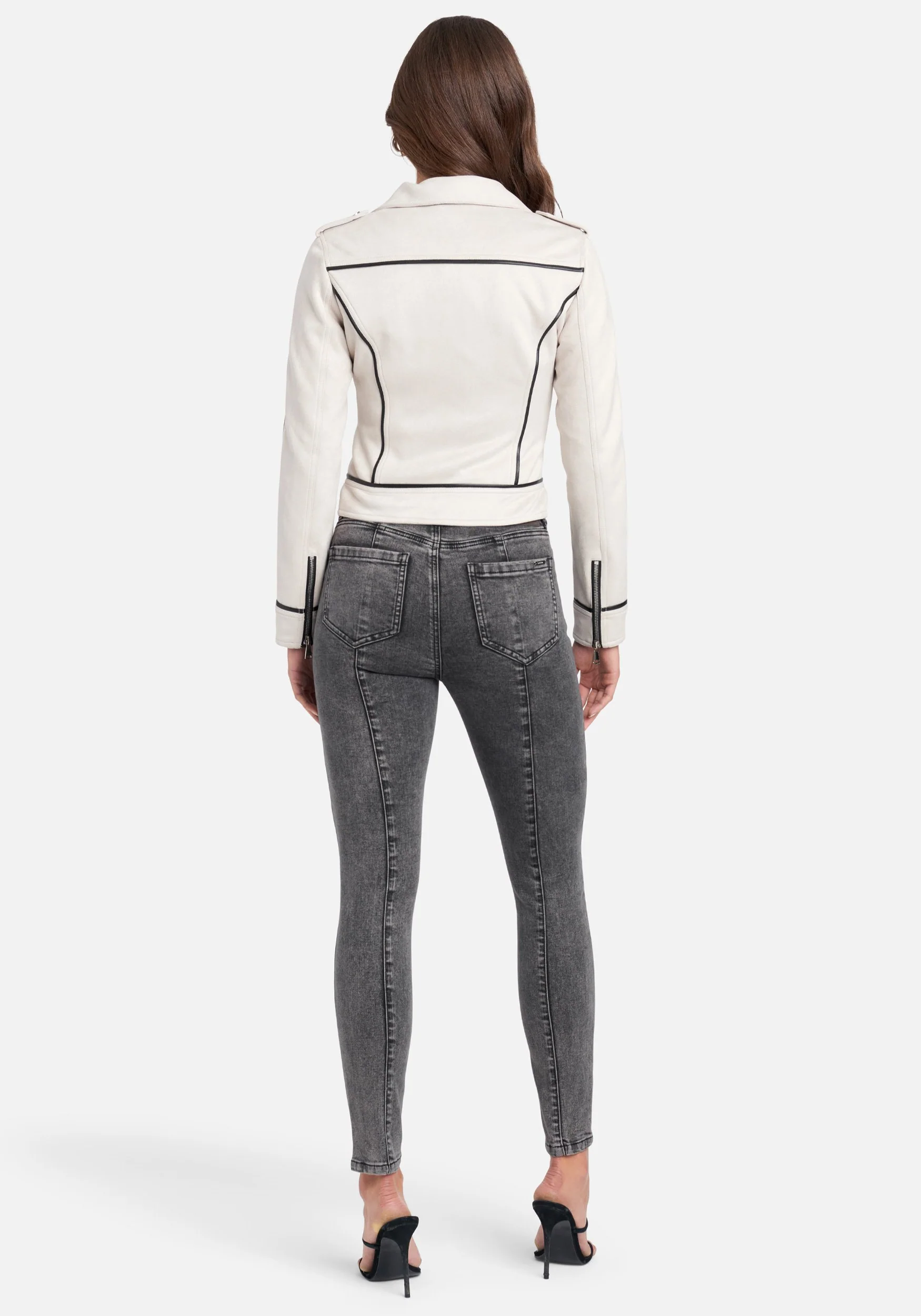 Acid Wash Stud Detail Skinny Jeans - Image 3