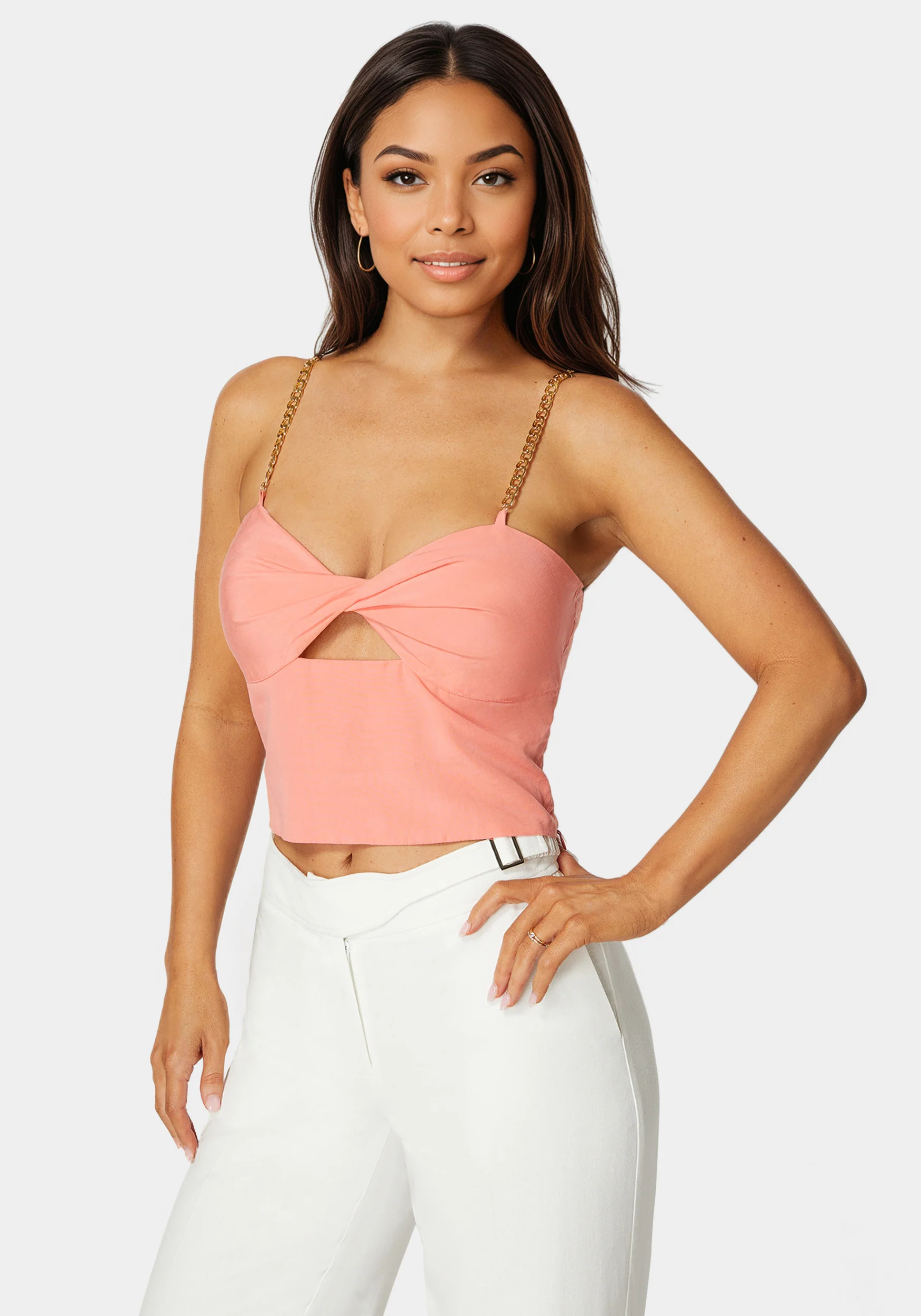 Adjustable Chain Strap Twisted Front Top - Image 2