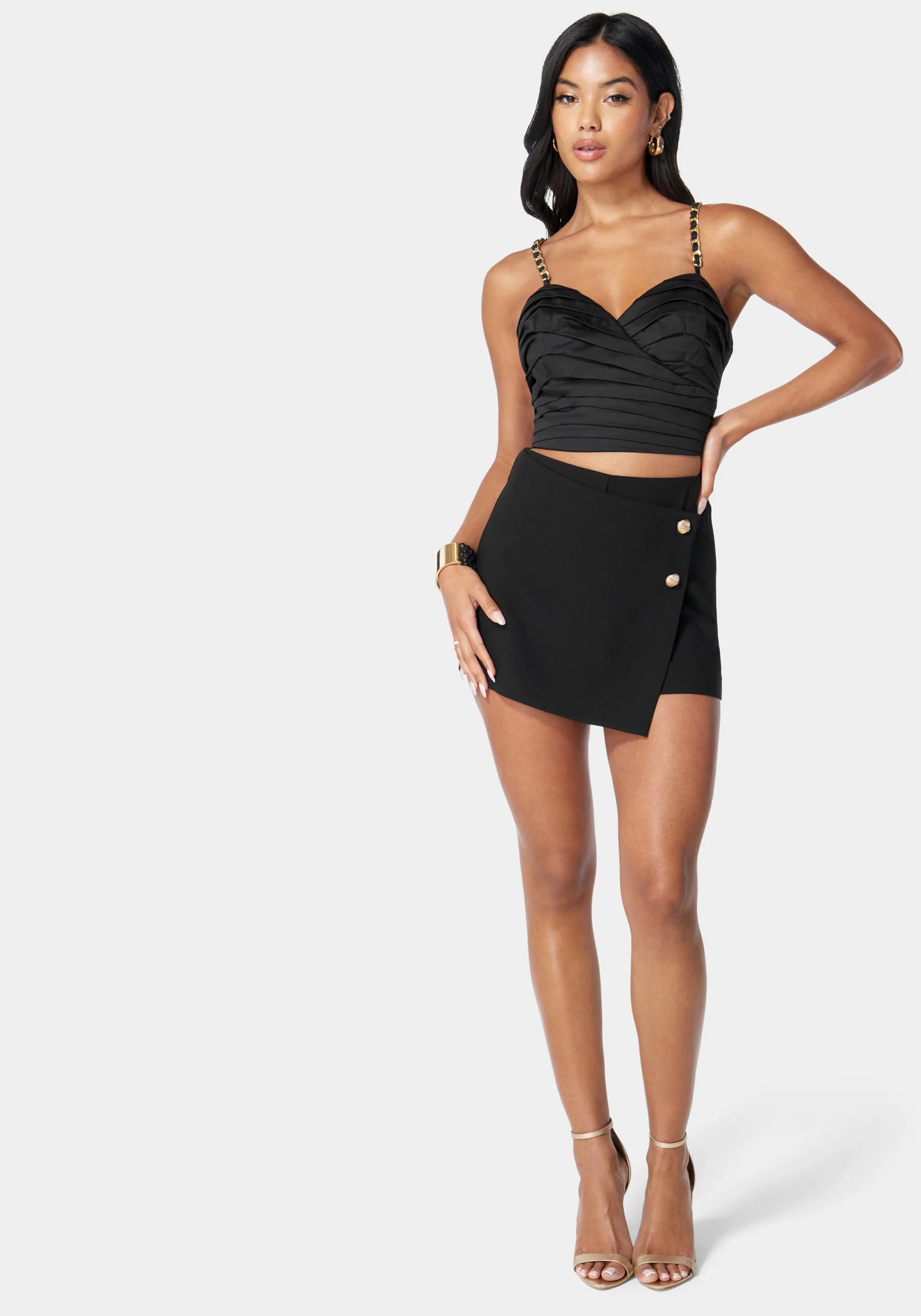 Asymmetric Button Detail Skort - Image 2