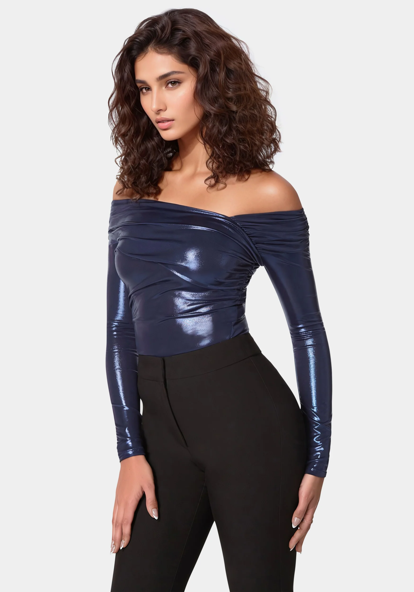 Asymmetric Draped Knit Top - Image 2