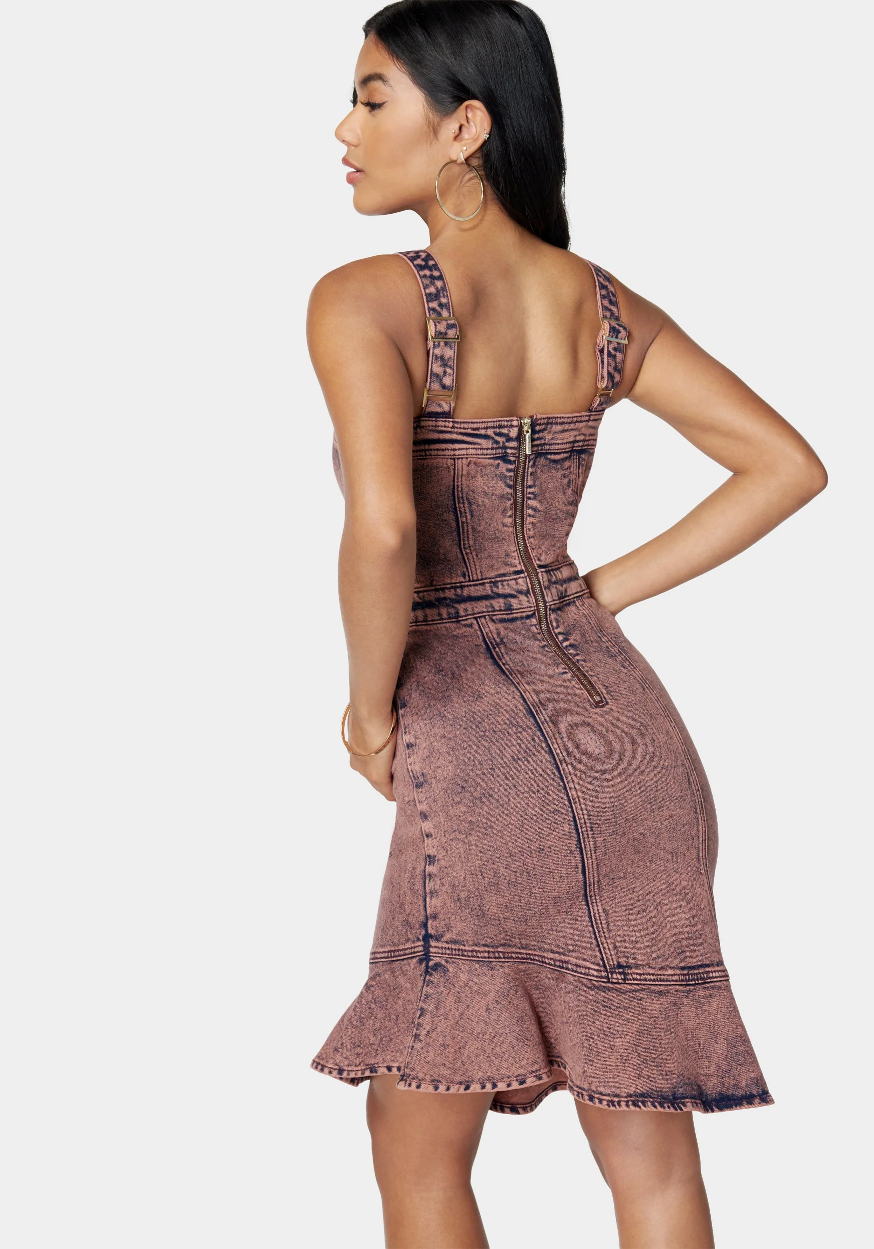 Asymmetric Hem Sleeveless Denim Dress - Image 3