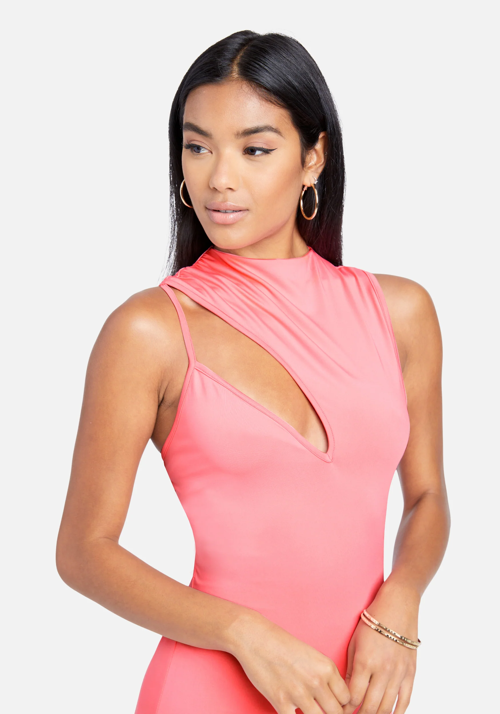 Asymmetrical Hem Slinky Midi Dress - Image 4