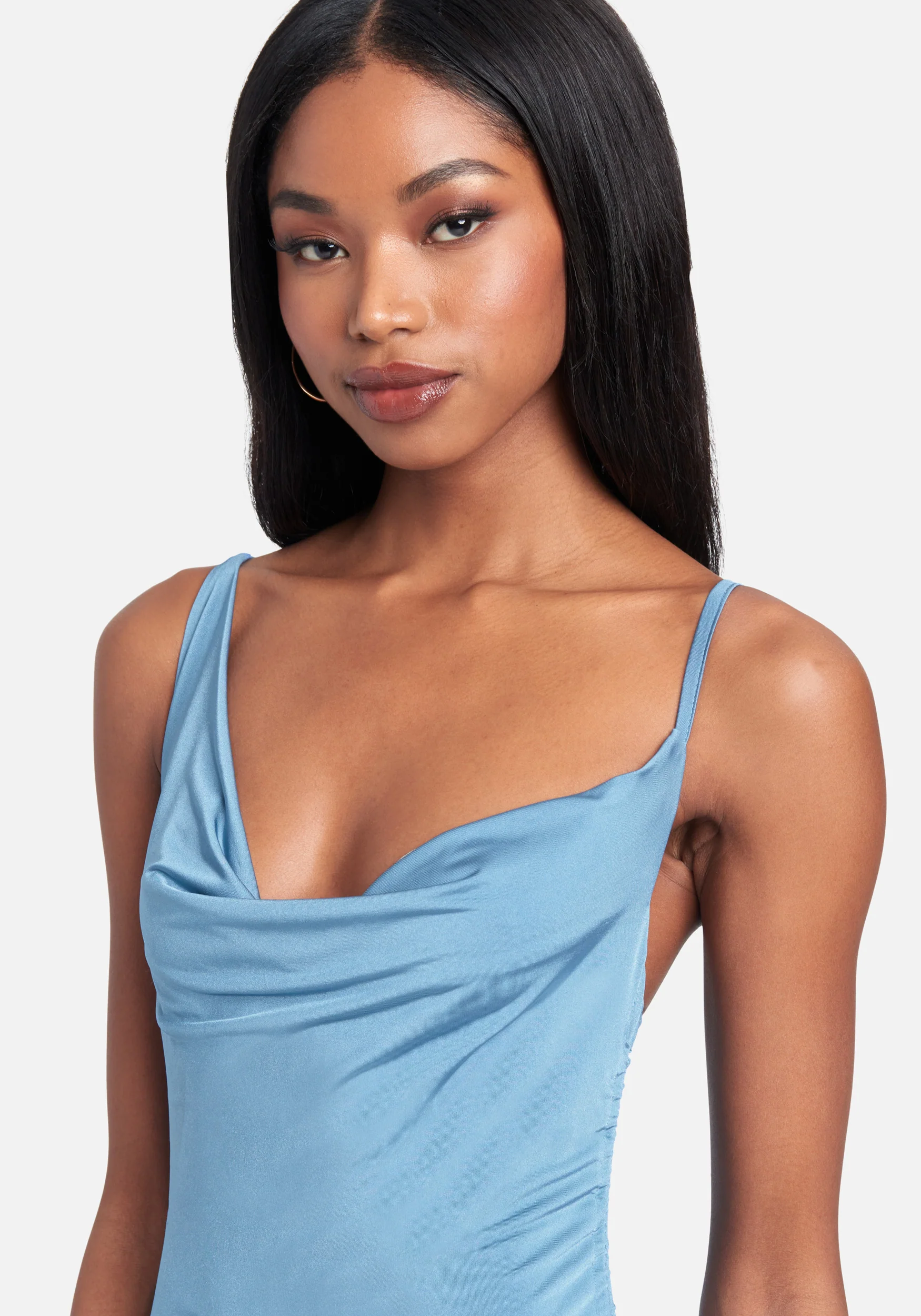 Asymmetrical Ruched Tie Hem Dress - Image 3