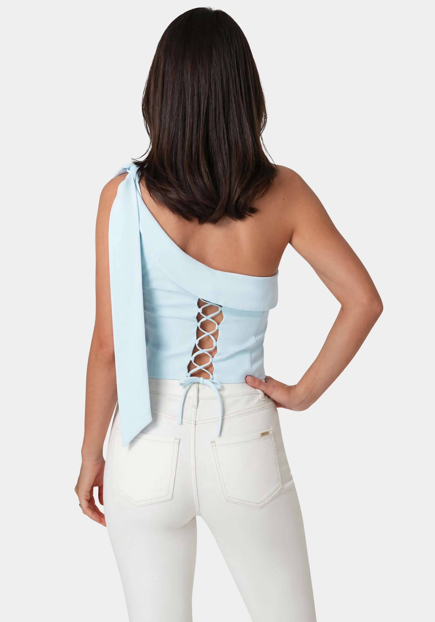 Asymmetrical Shoulder Tie Top - Image 4
