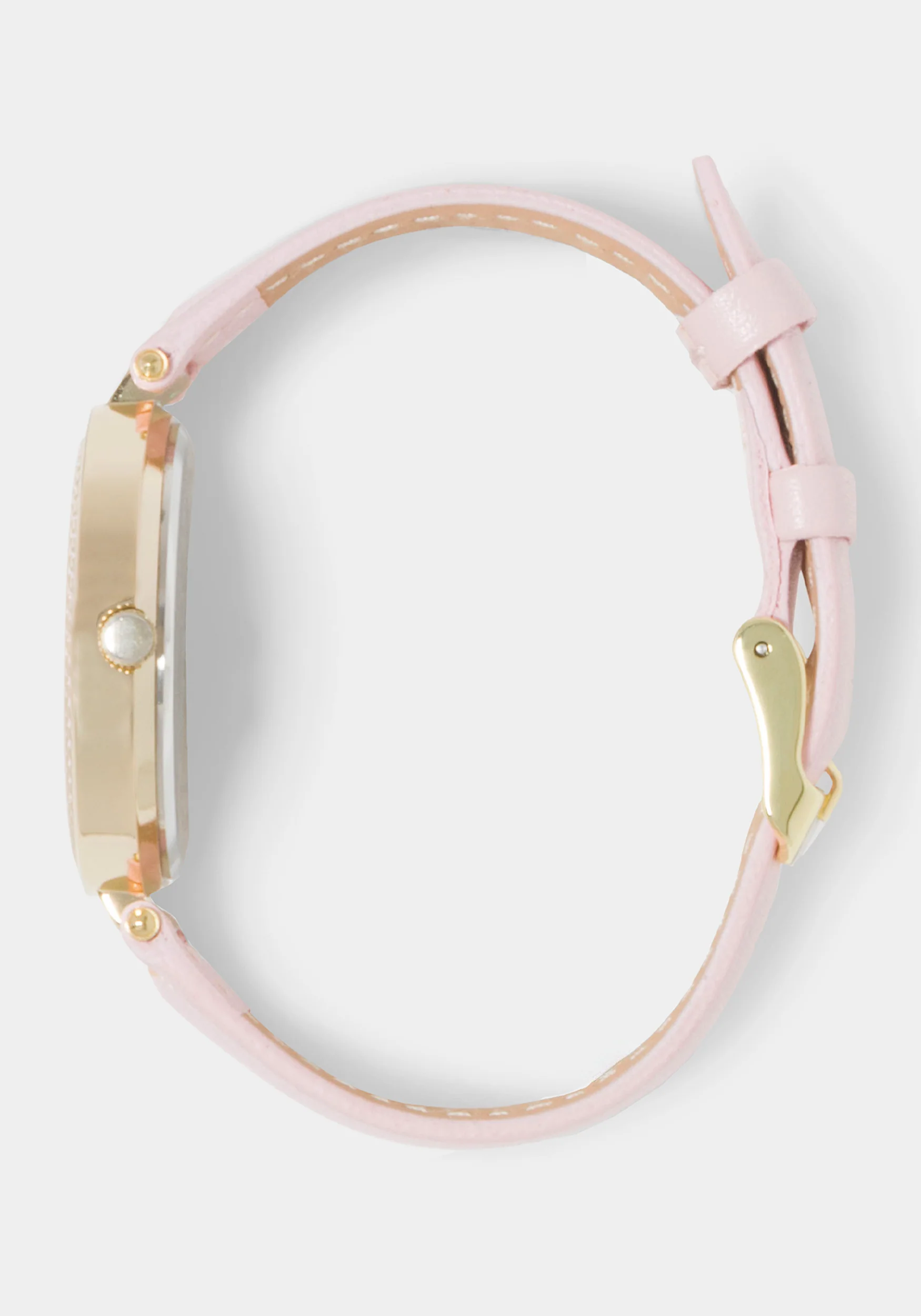 Baby Pink Strap Watch With Crystal Bezel - Image 3