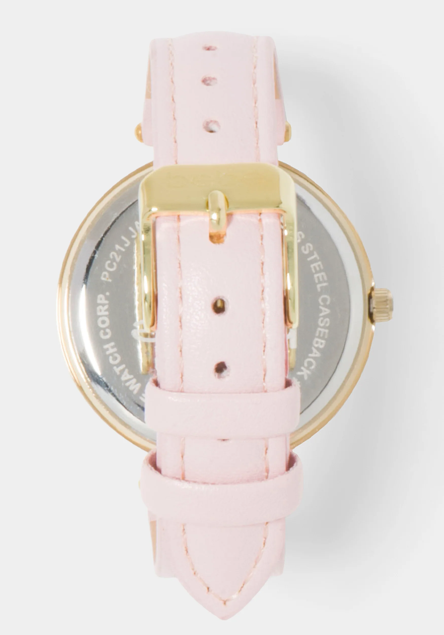 Baby Pink Strap Watch With Crystal Bezel - Image 4