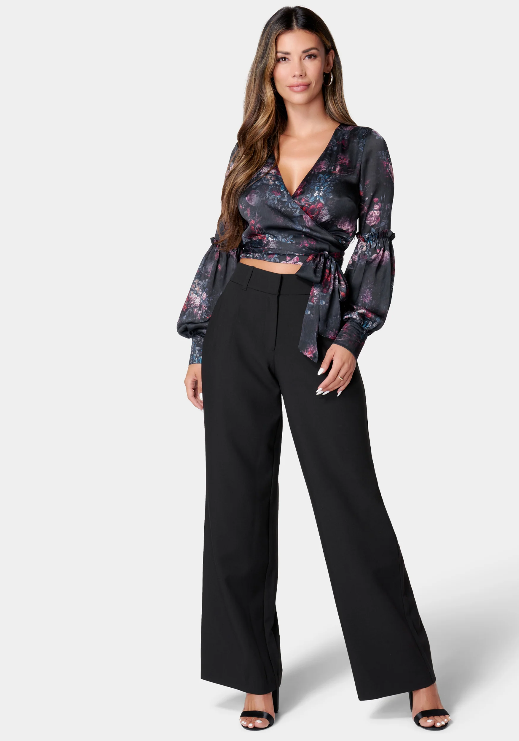 Balloon Sleeve Wrap Blouse - Image 3