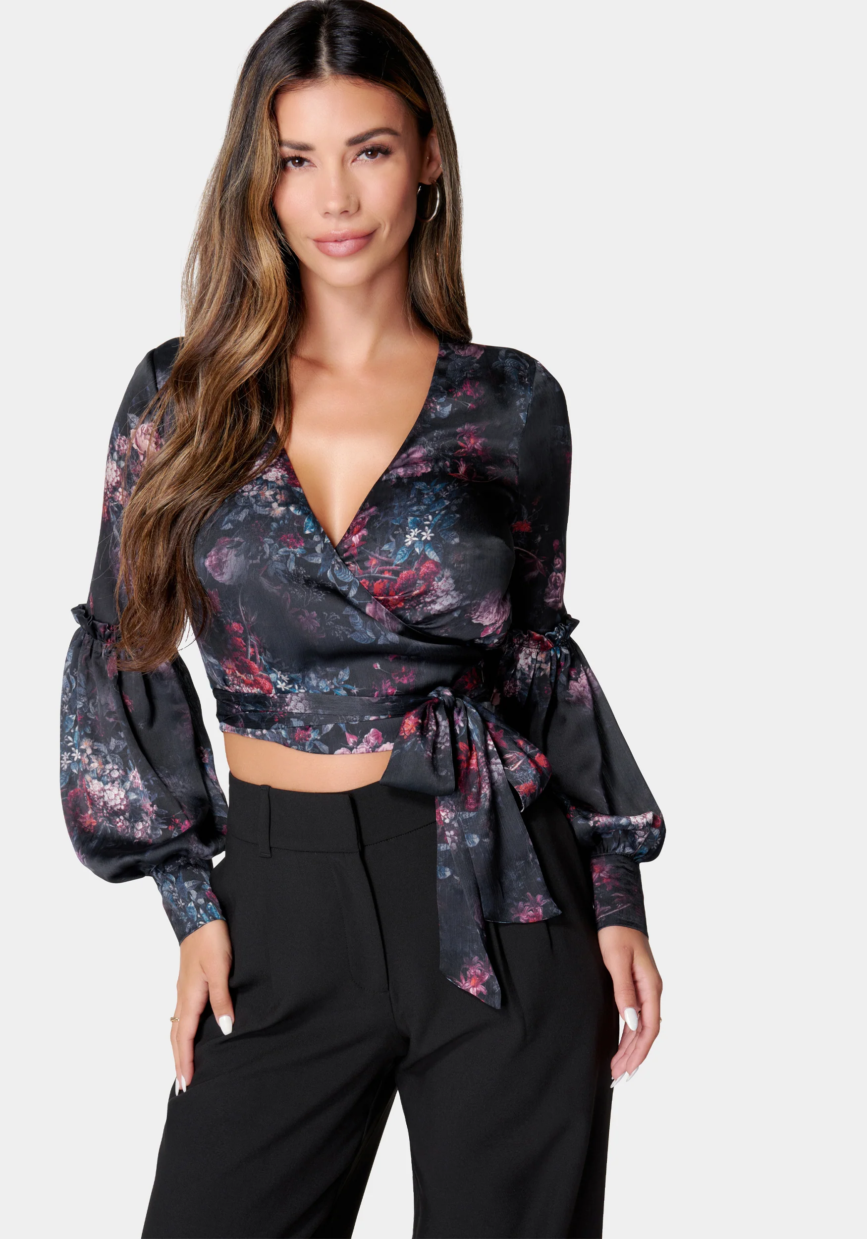 Balloon Sleeve Wrap Blouse - Image 4