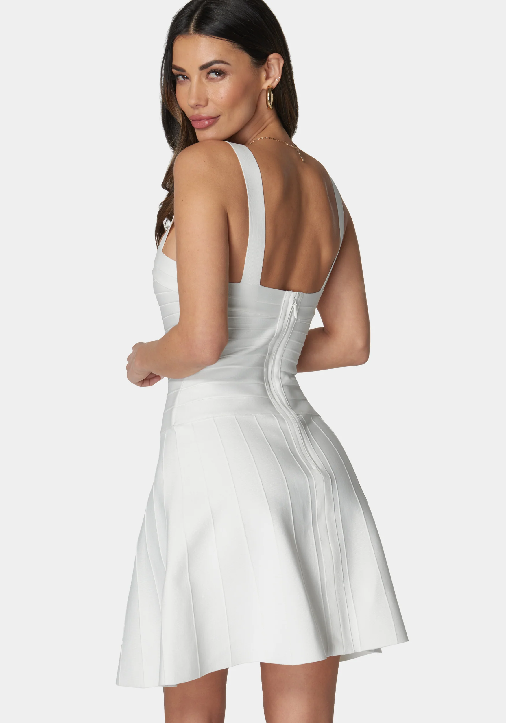 Luxe Bandage Square Neck Fit & Flare Dress - Image 3