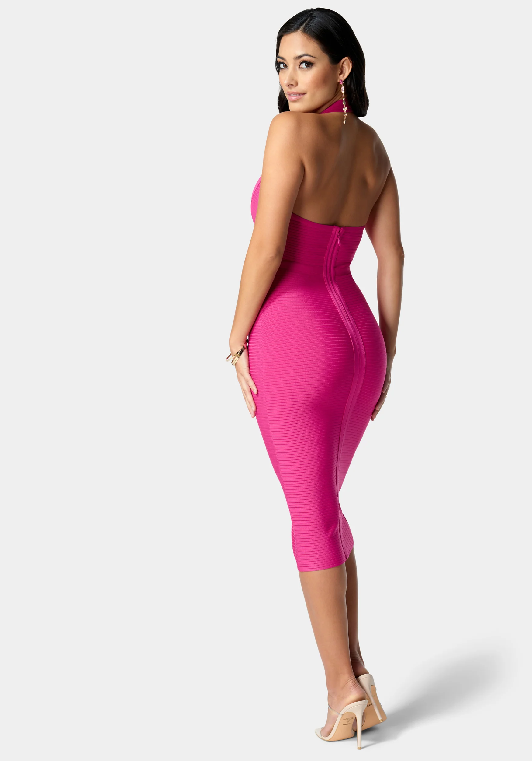 Bandage Halter Rib Dress - Image 4