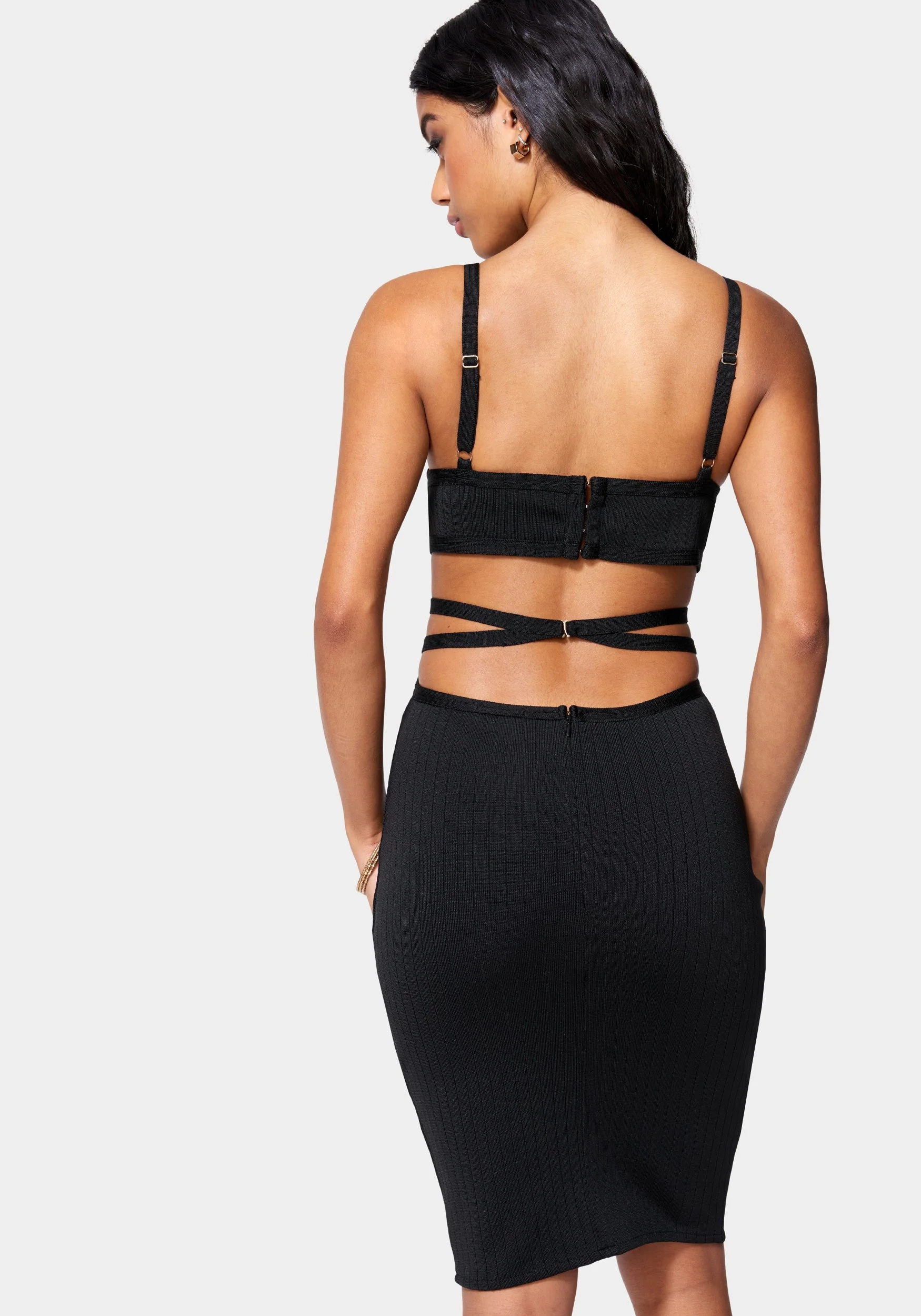 Bandage Plunge Neck Banded Dress - Image 3