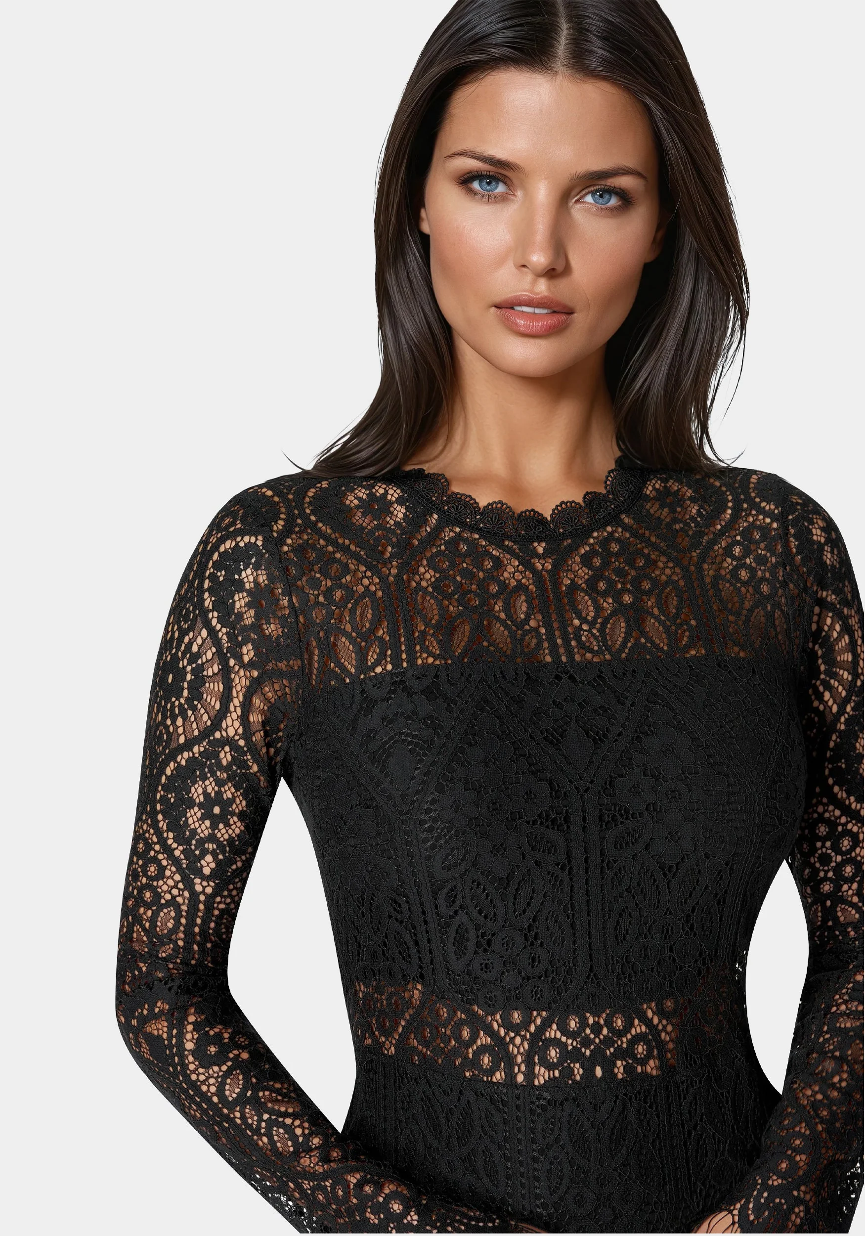 Bandeau Scallop Lace Pencil Dress - Image 4