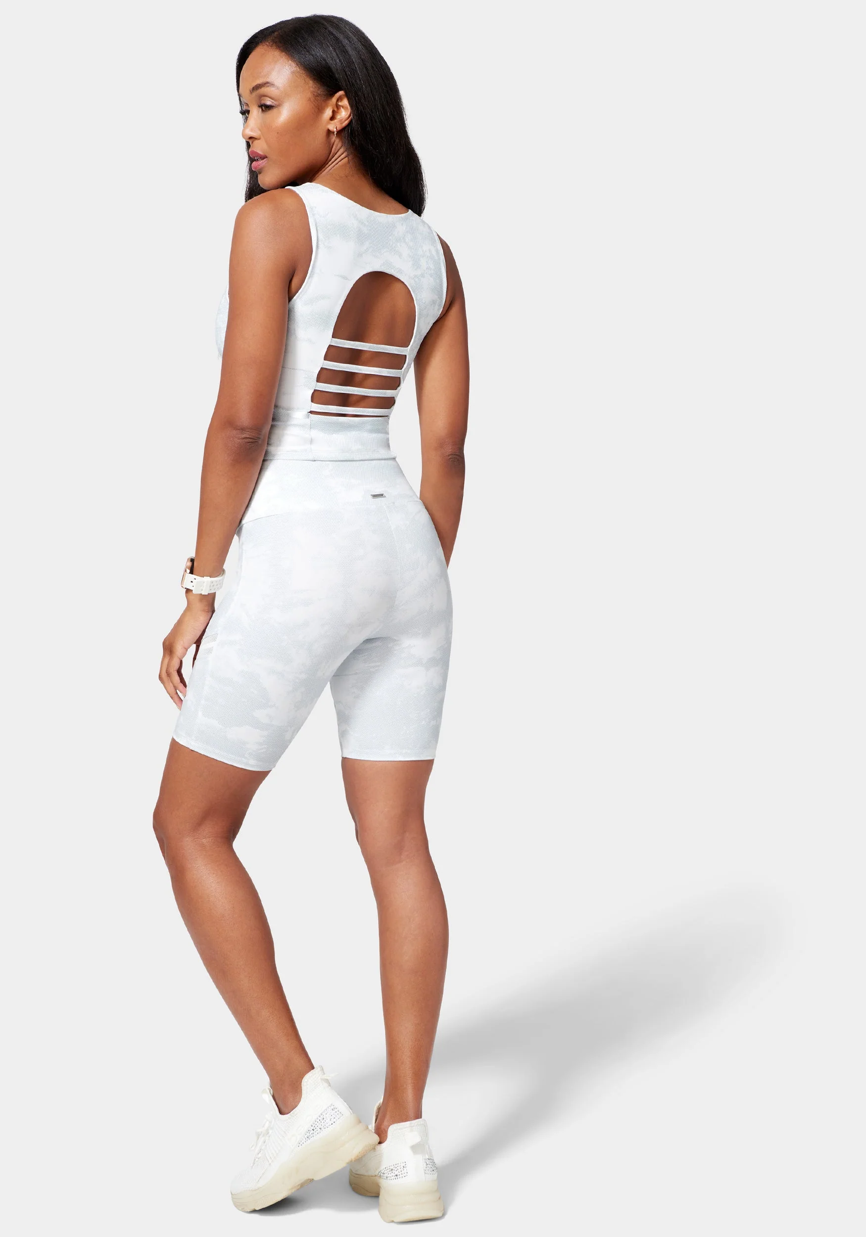 Bebe Logo Biker Short With Mesh Detail - Image 3