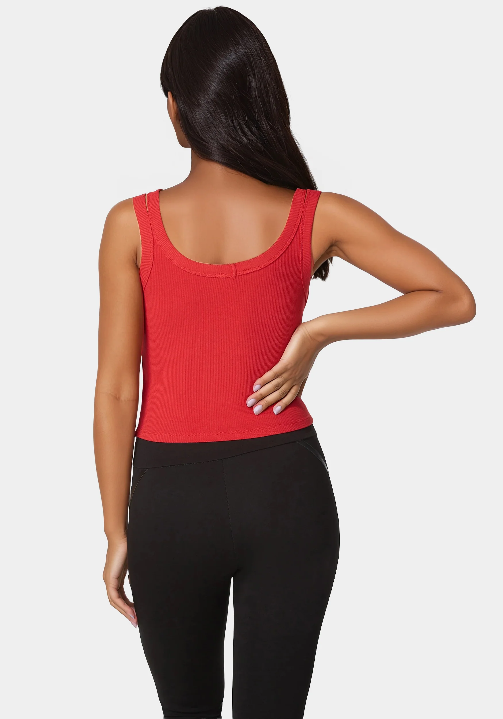 Bebe Logo Double Strap Single Stone Rib Top - Image 3