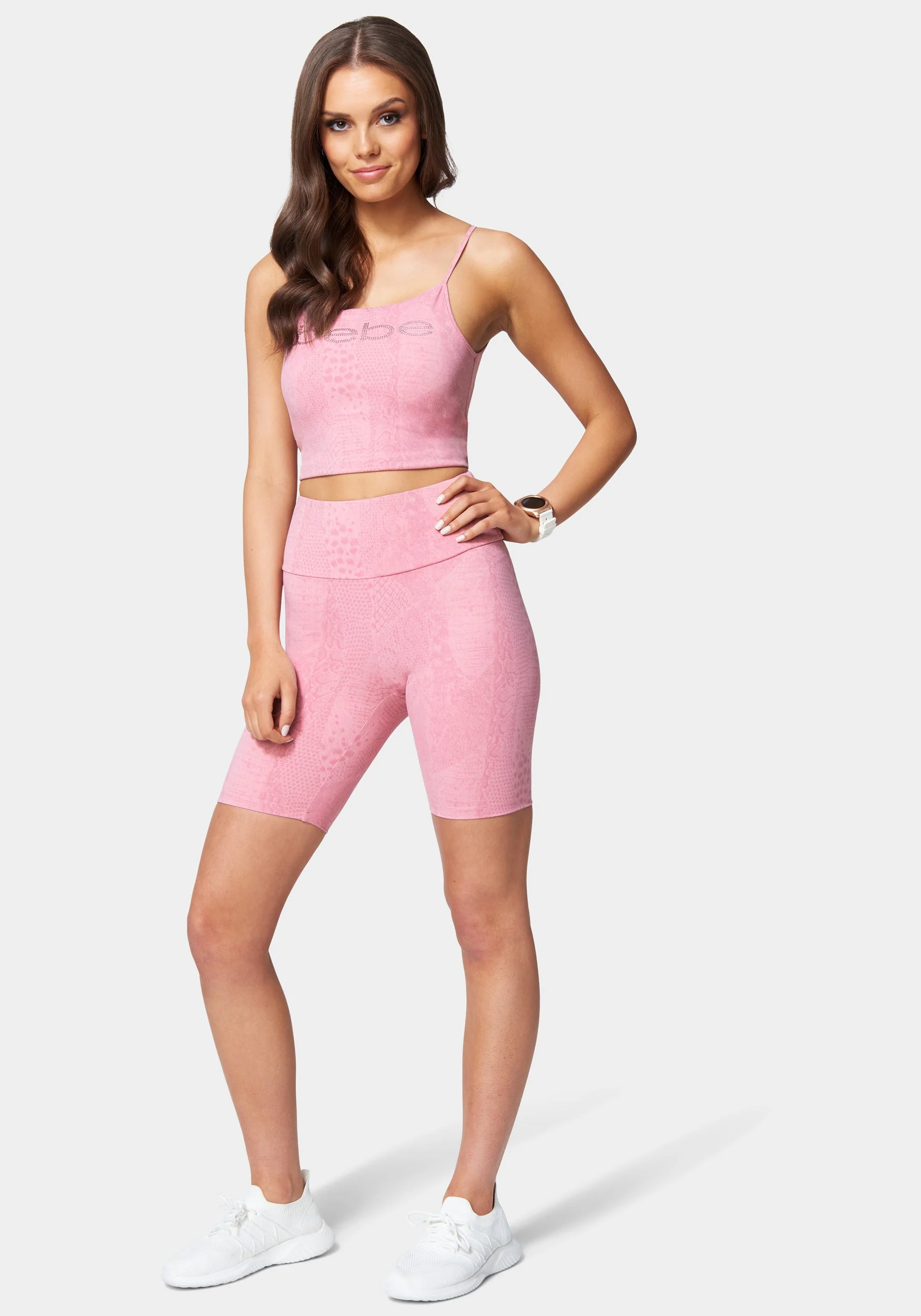 Bebe Logo Embossed Snakeskin Biker Short - Image 2