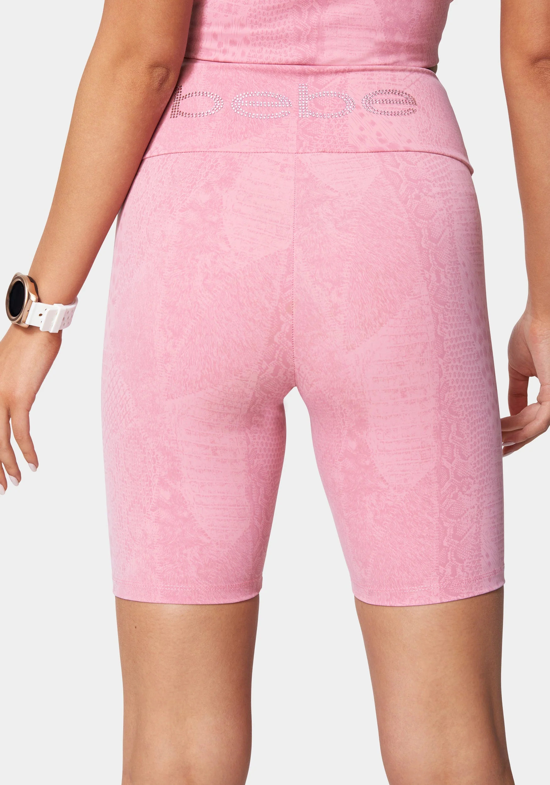 Bebe Logo Embossed Snakeskin Biker Short - Image 3