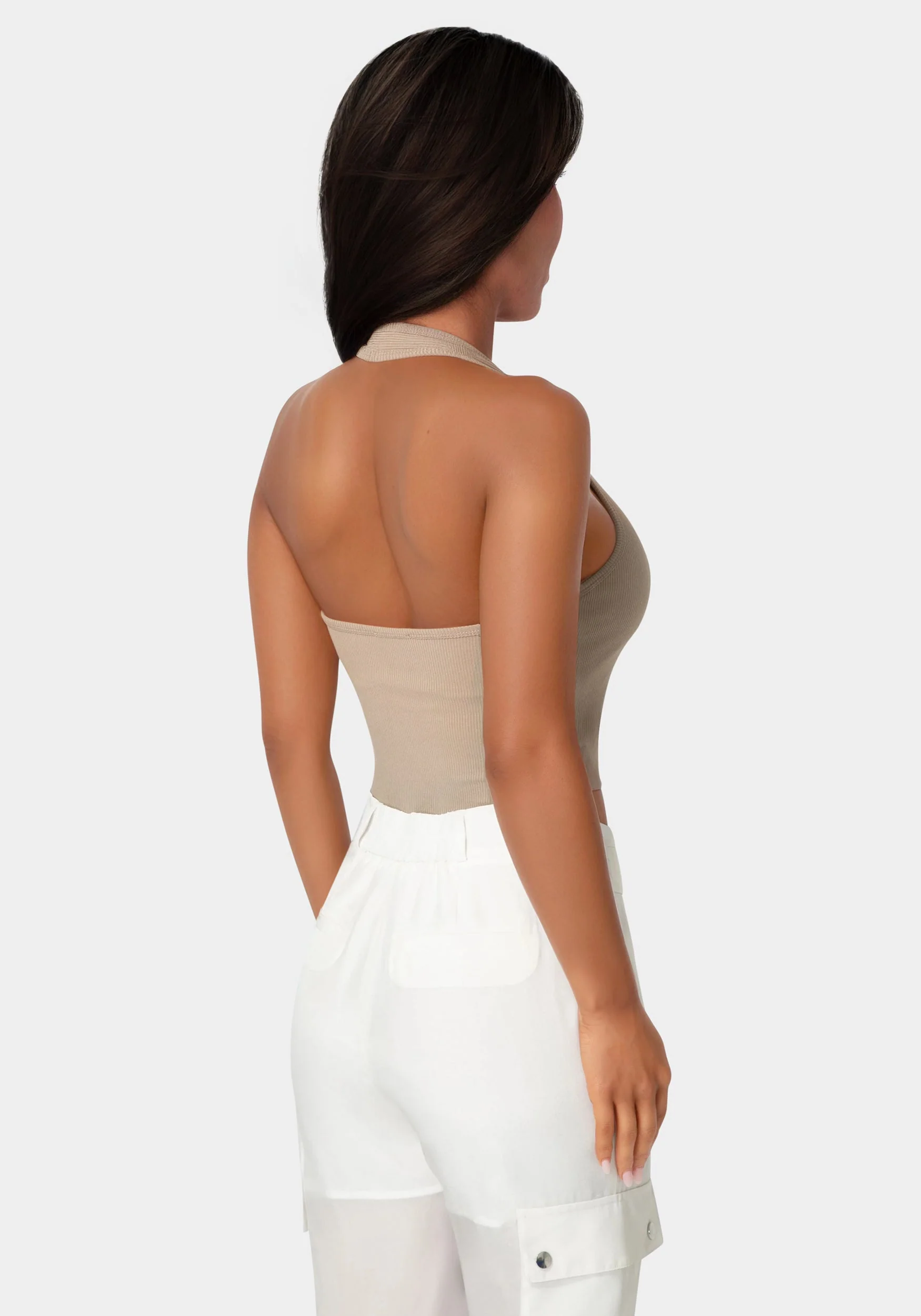 Bebe Logo Halter Neck Rib Tank - Image 2
