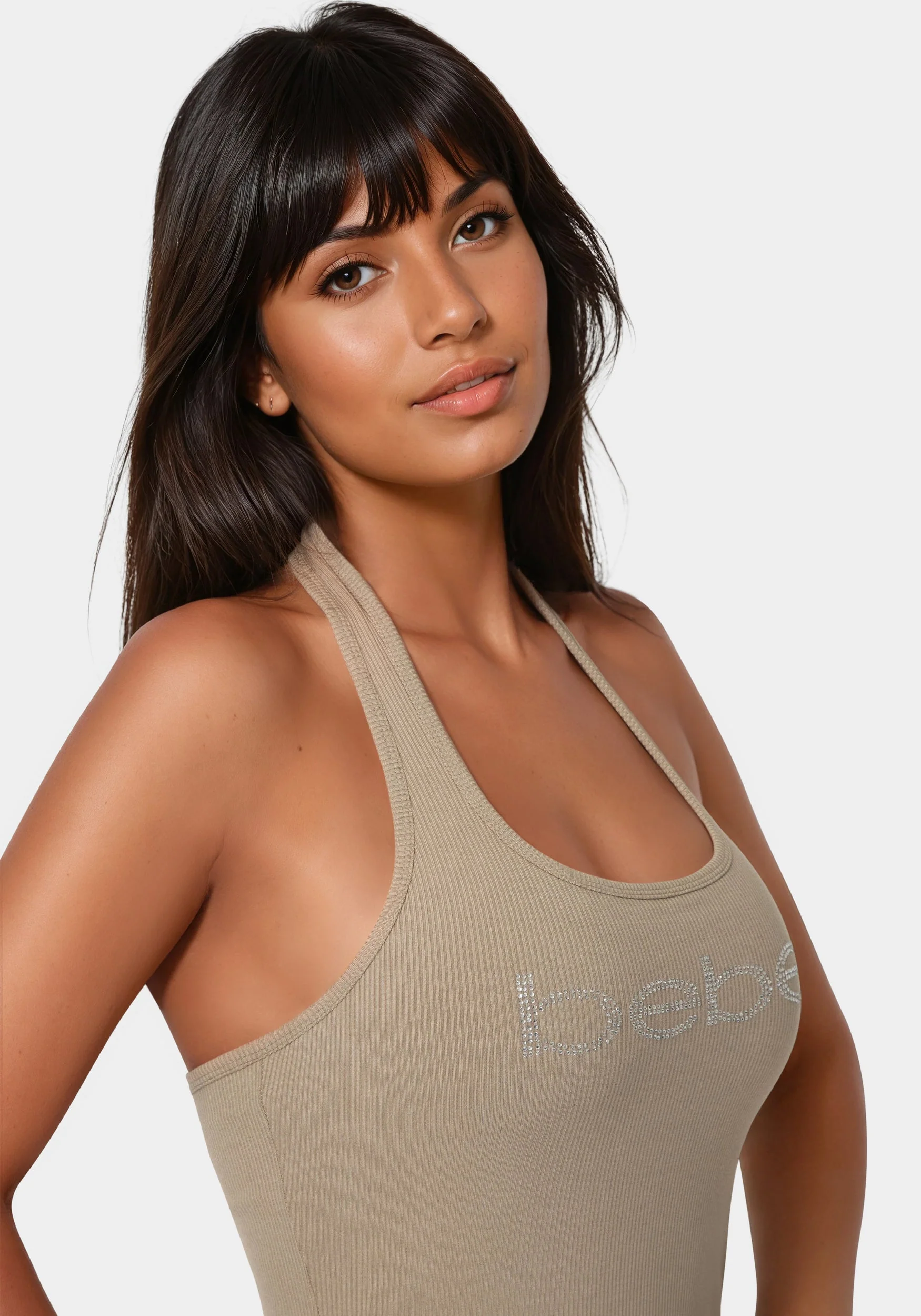 Bebe Logo Halter Neck Rib Tank - Image 4