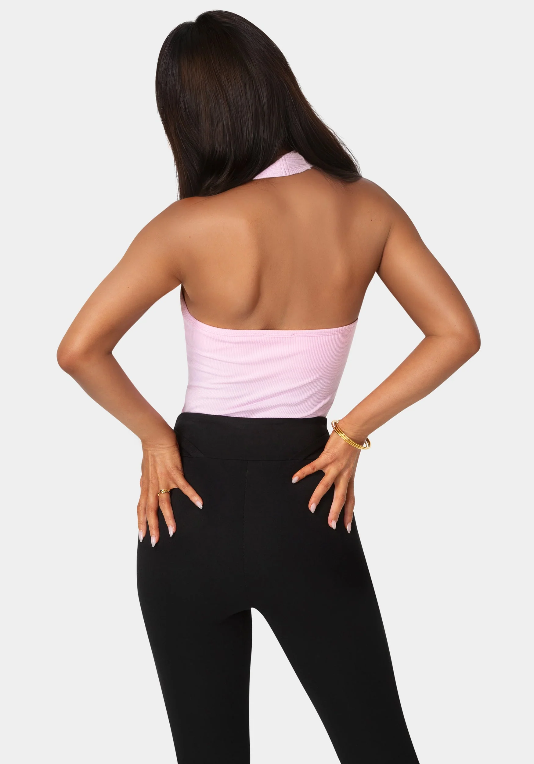 Bebe Logo Halter Neck Rib Tank - Image 2