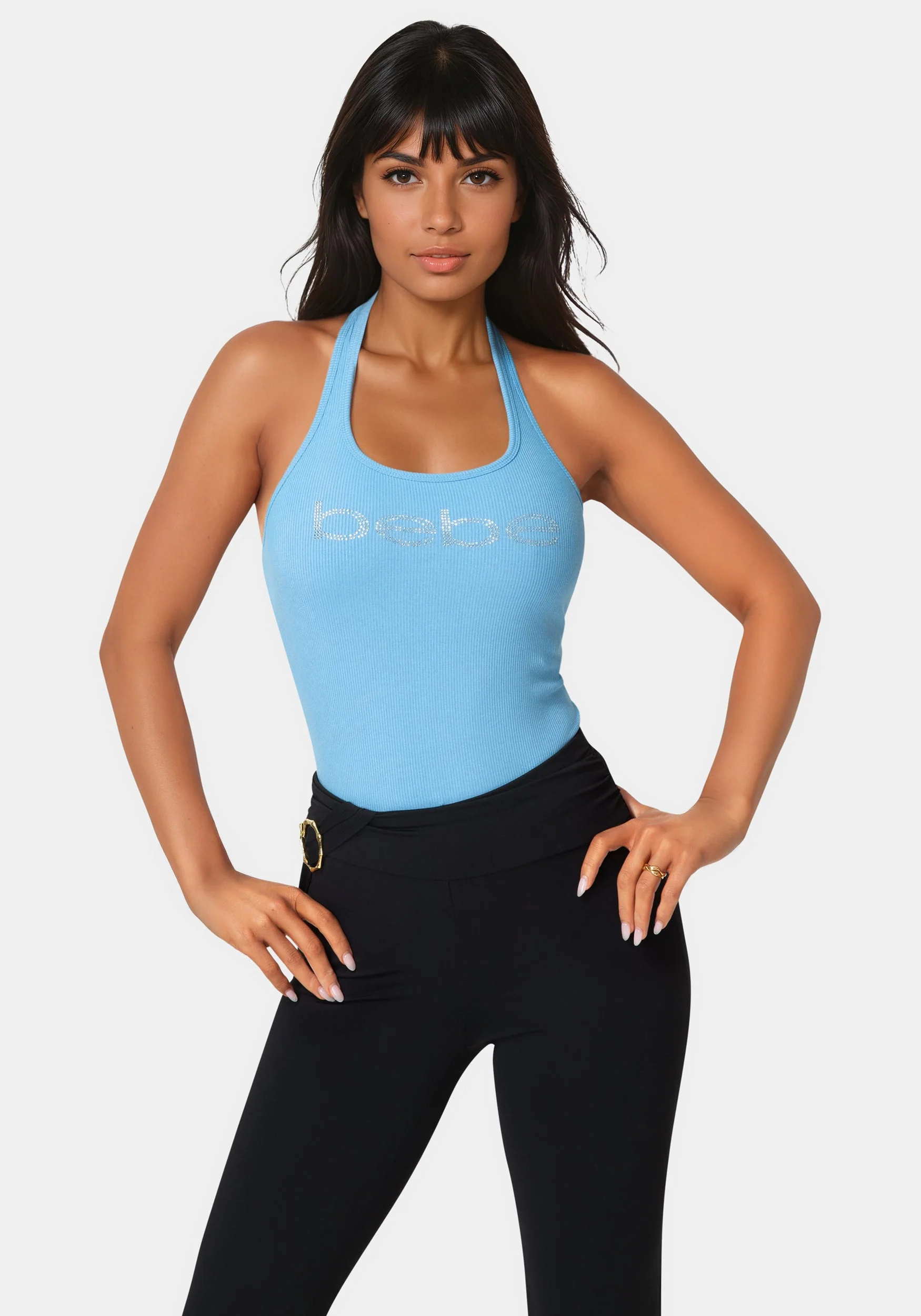 Bebe Logo Halter Neck Rib Tank - Image 3