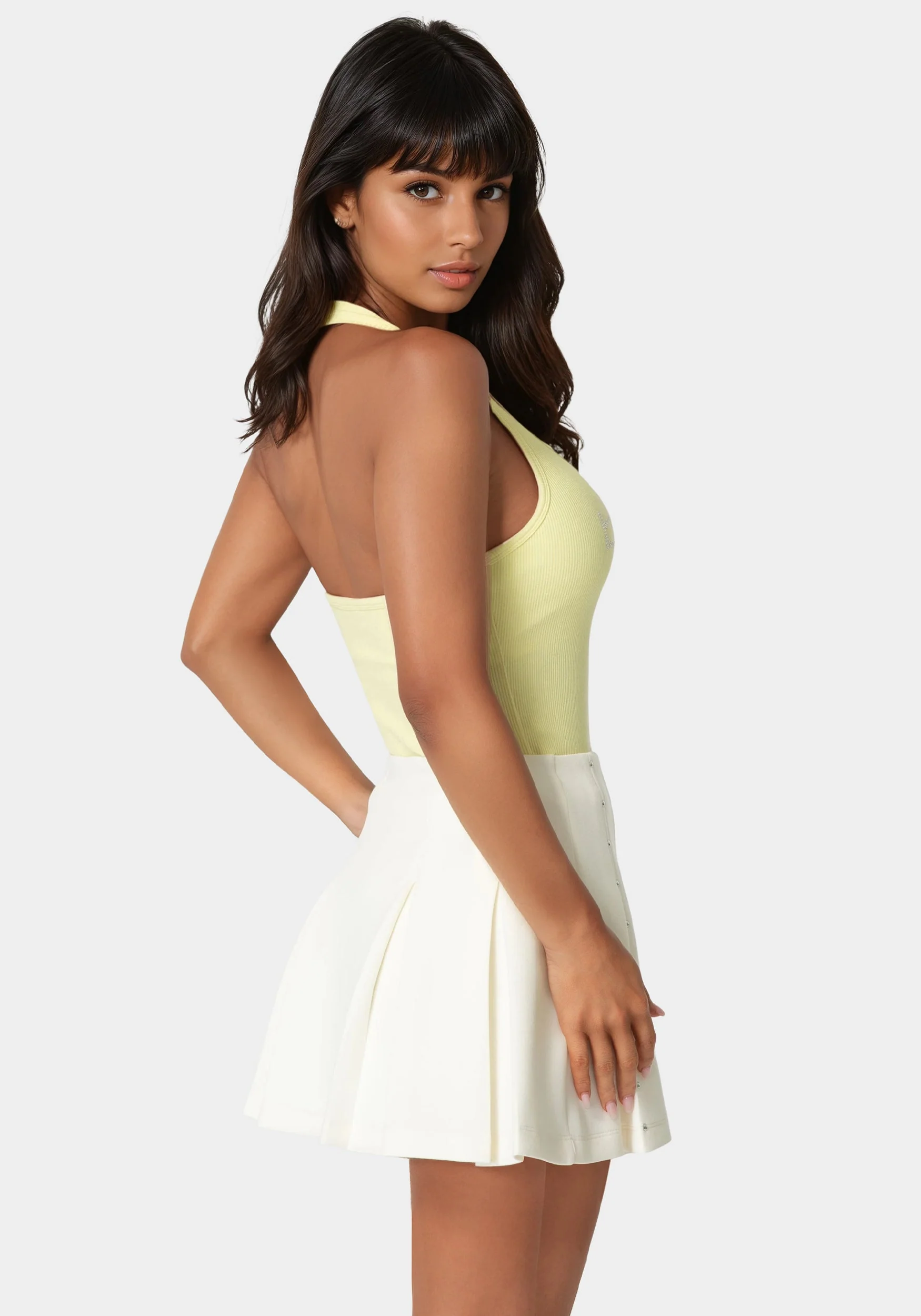 Bebe Logo Halter Neck Rib Tank - Image 2