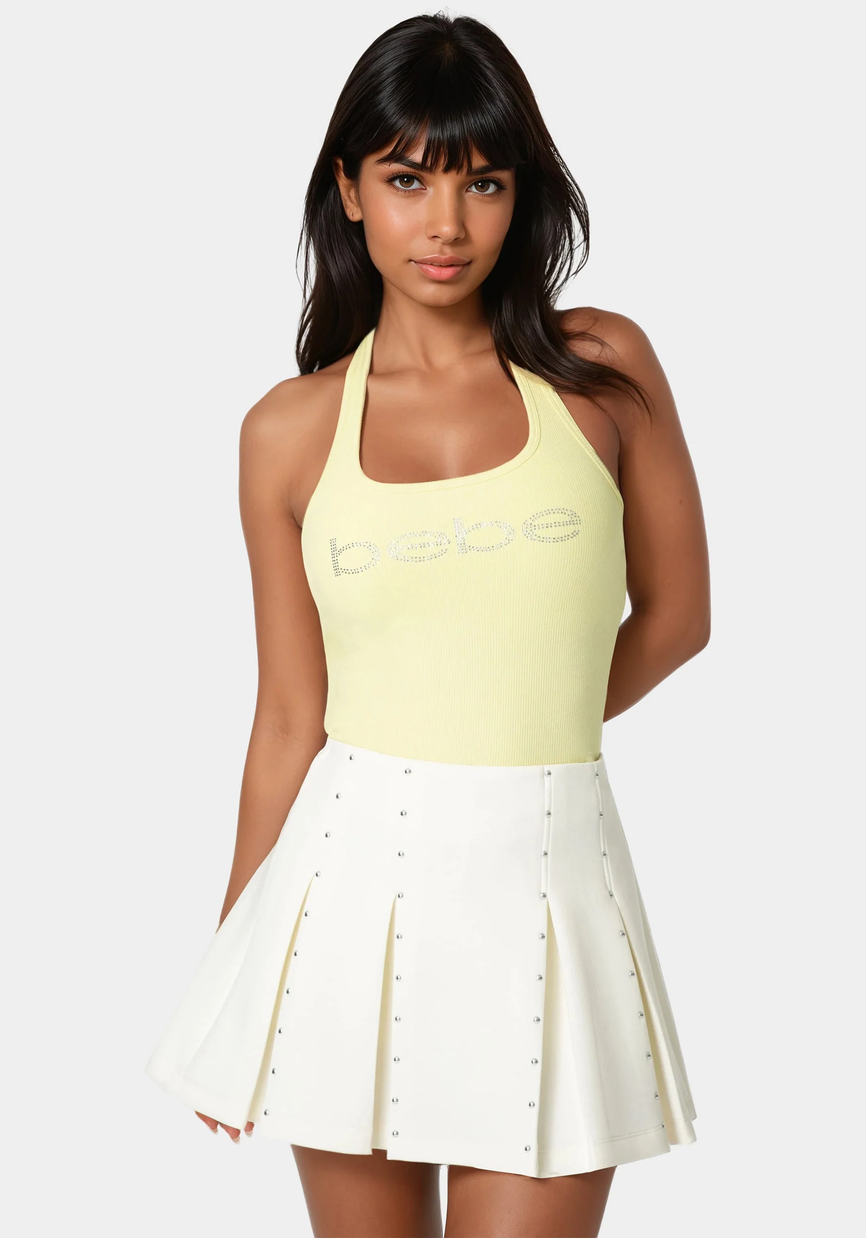 Bebe Logo Halter Neck Rib Tank - Image 3
