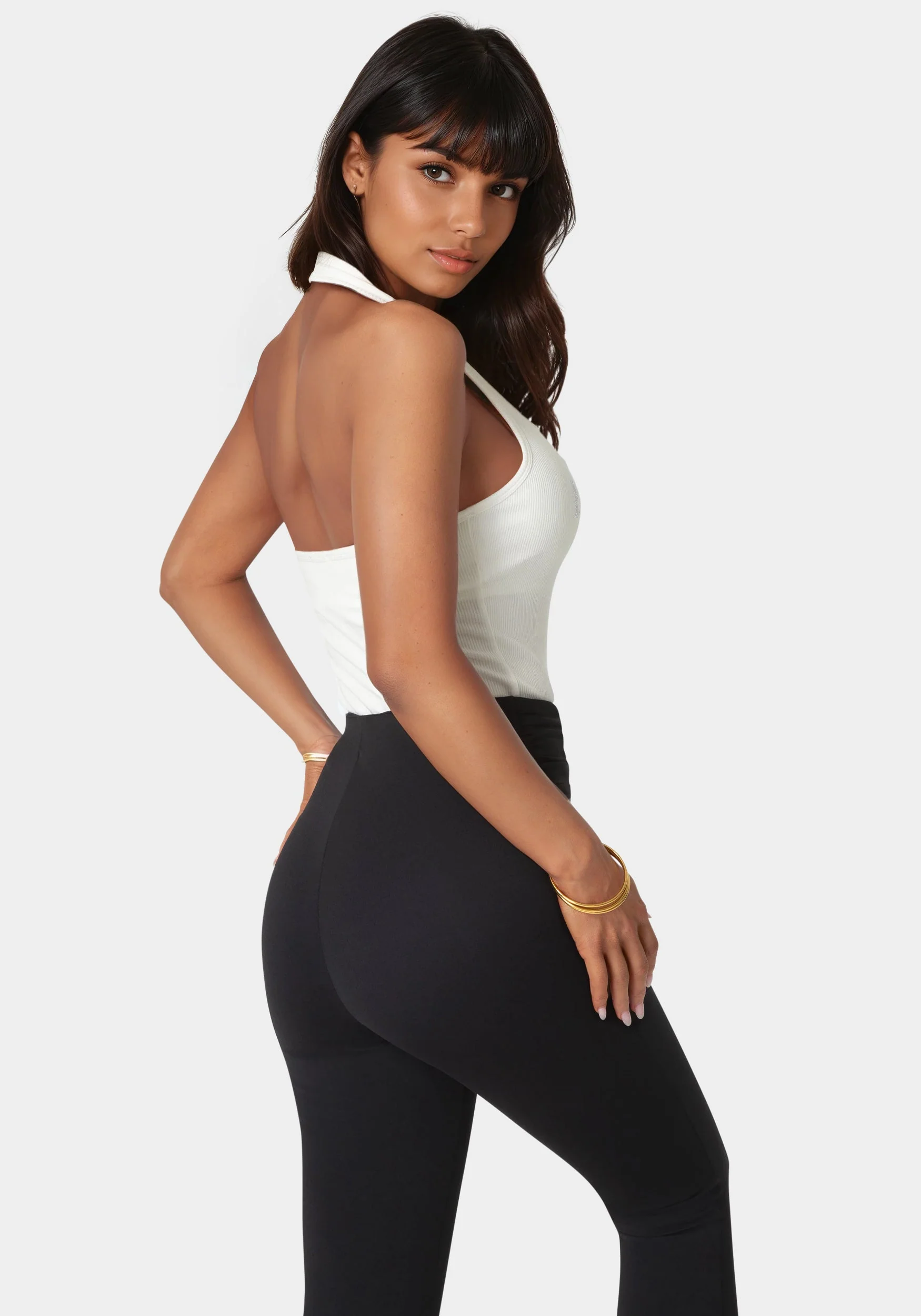 Bebe Logo Halter Neck Rib Tank - Image 2