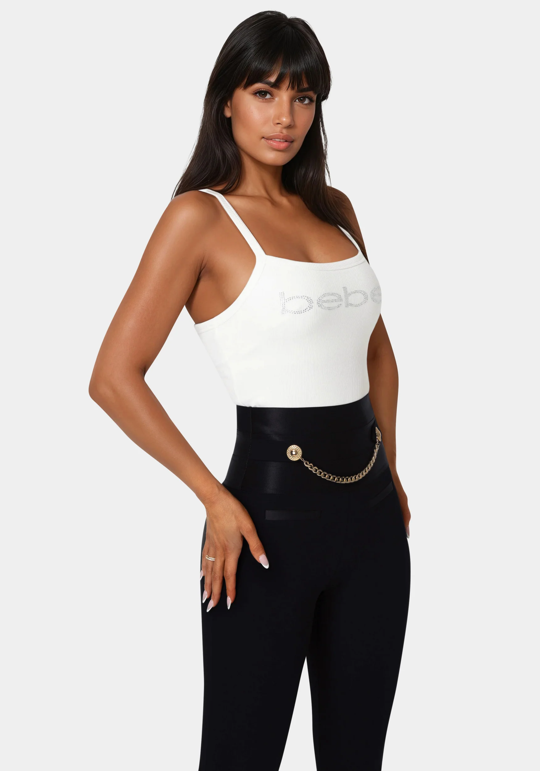 Bebe Logo Racer Back Rib Tank - Image 3