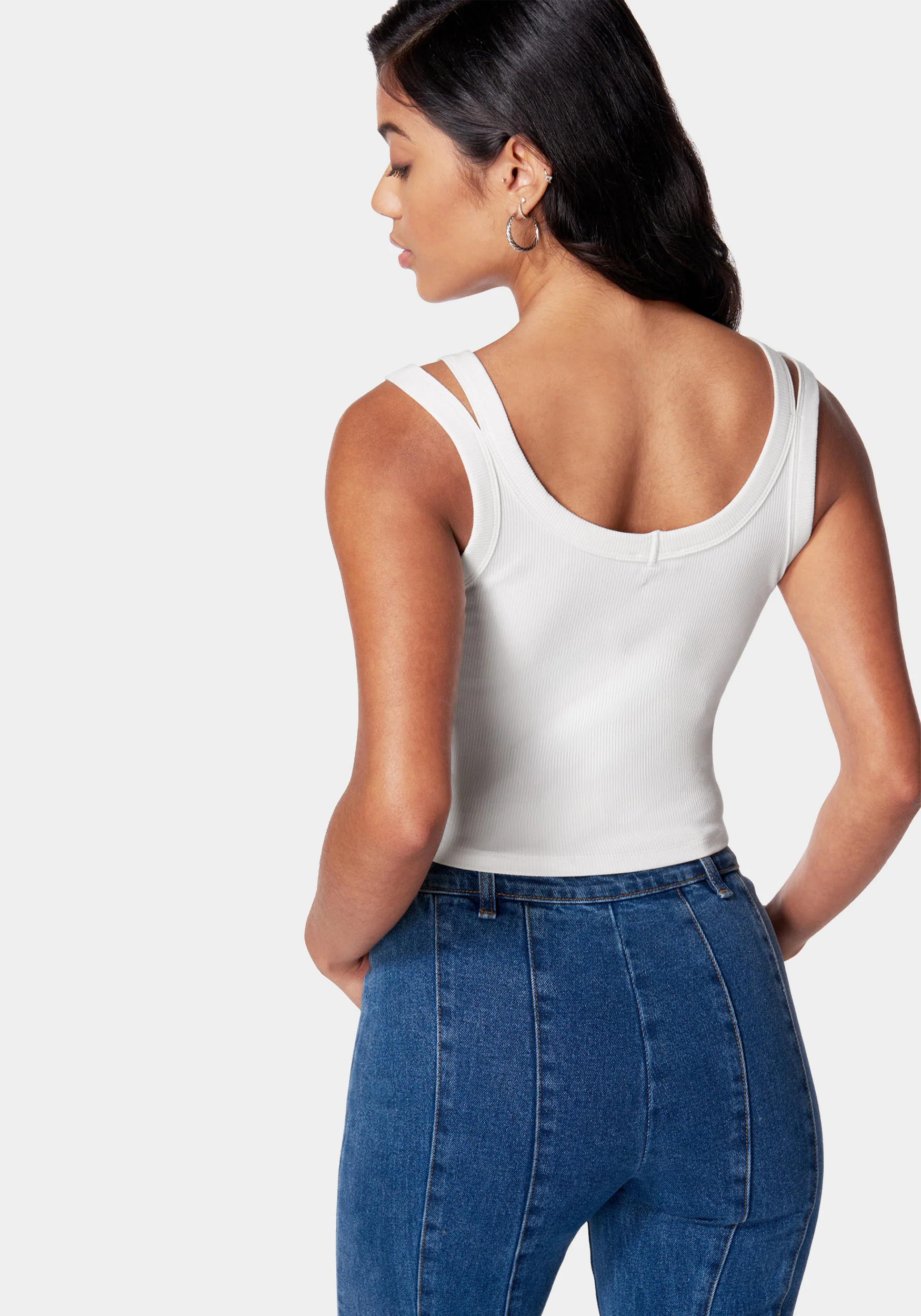 Bebe Logo Cropped Rib Top - Image 3