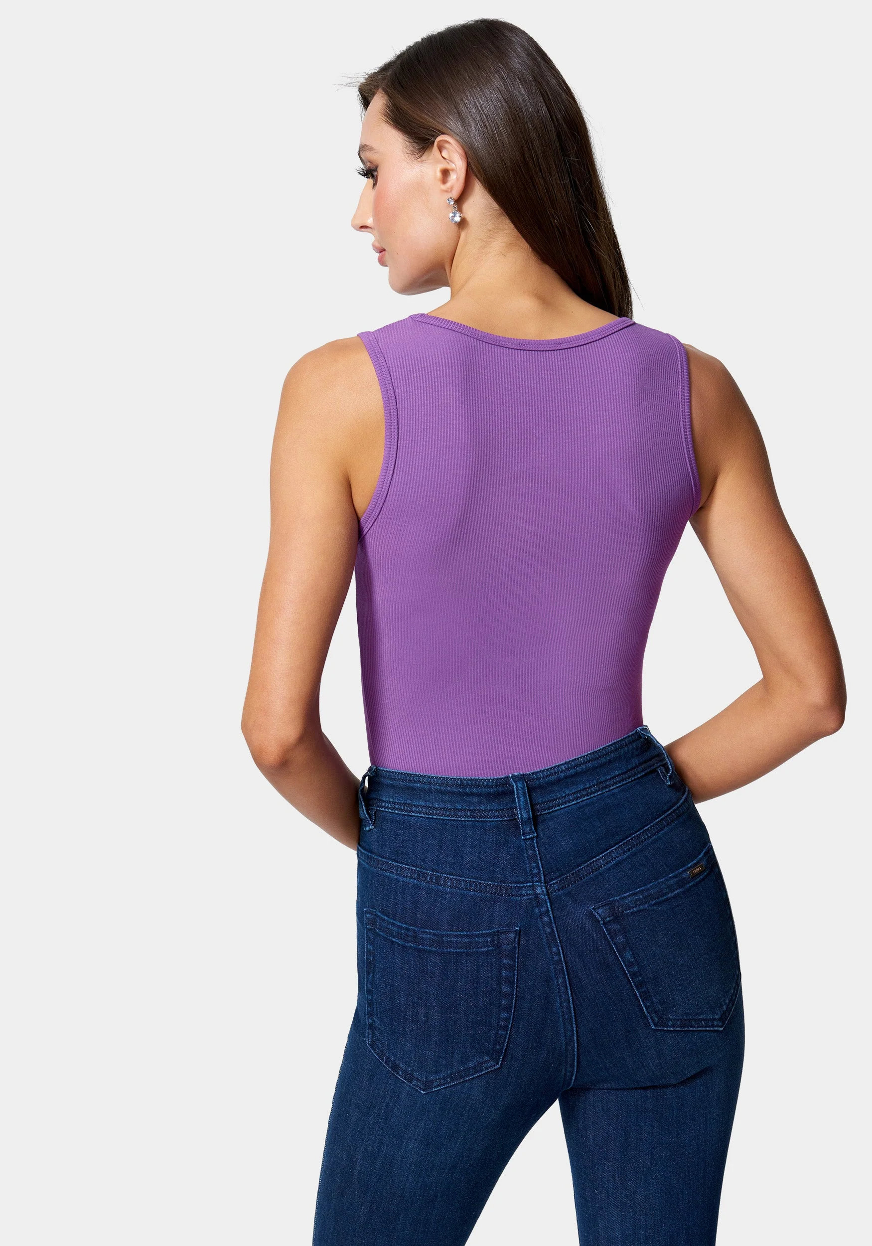 Bebe Logo V-Neck Rib Tank Top - Image 3