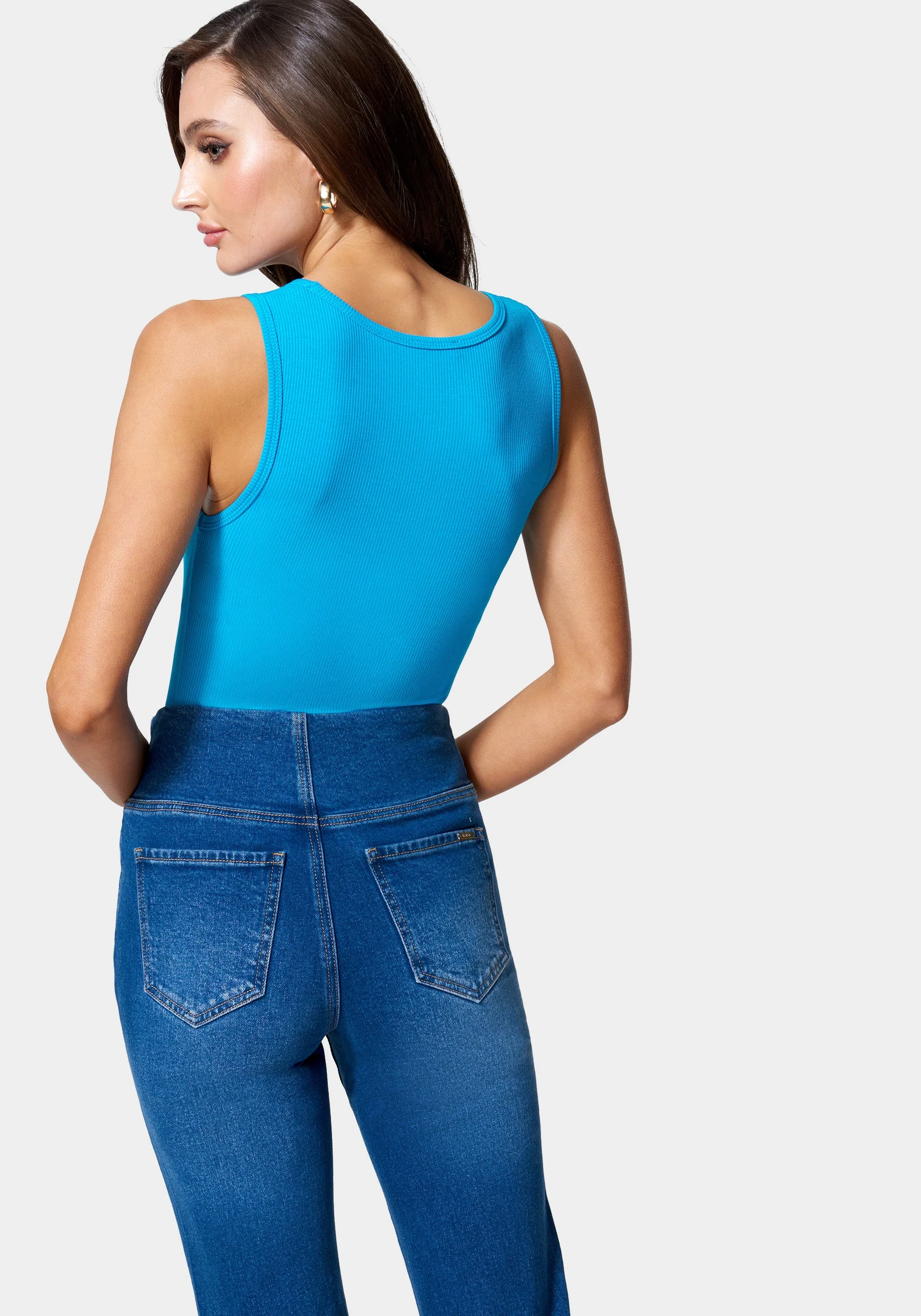 Bebe Logo V-Neck Rib Tank Top - Image 3