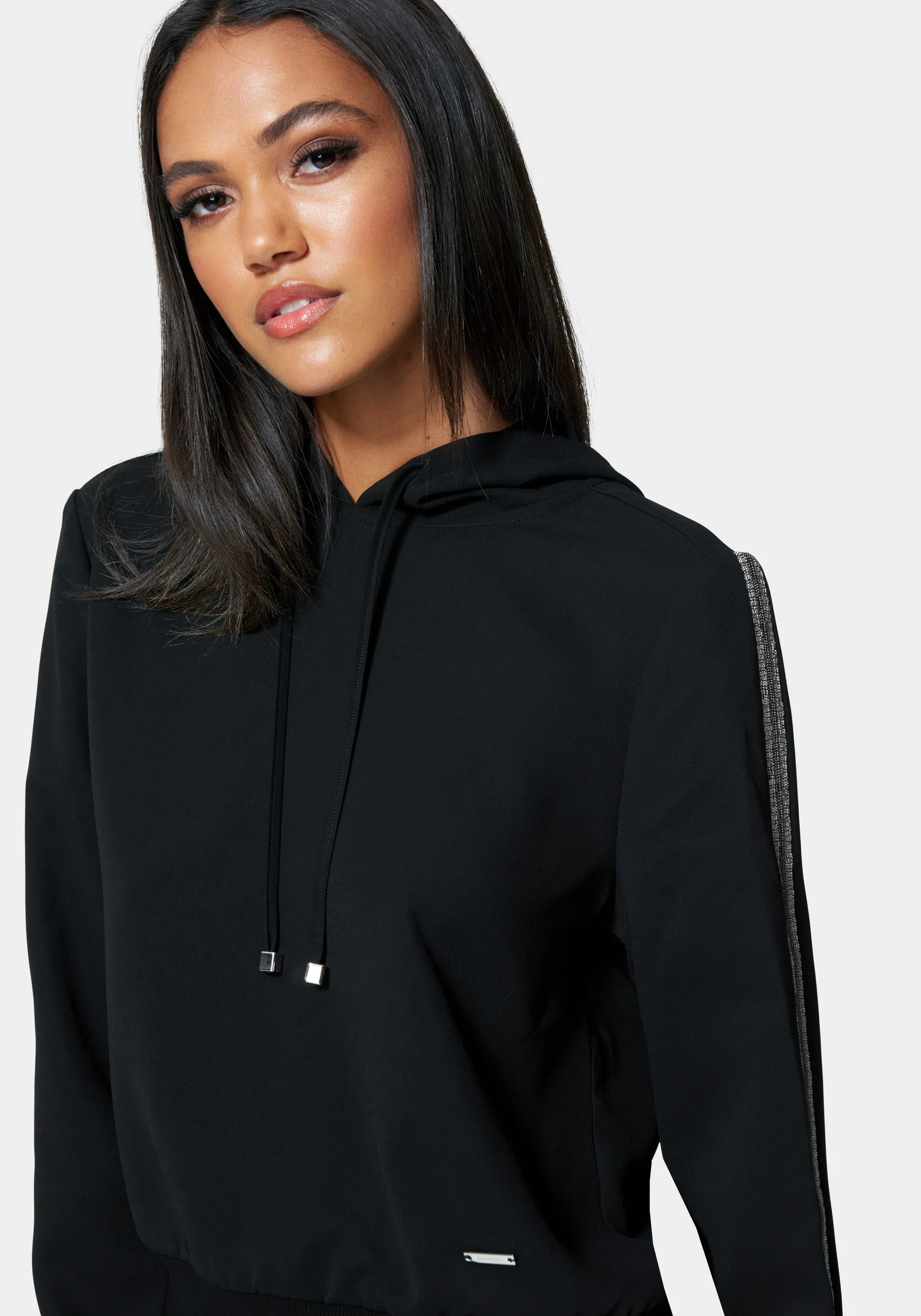 Bebe Lux Lounge Crepe Stripe Detail Hoodie - Image 4