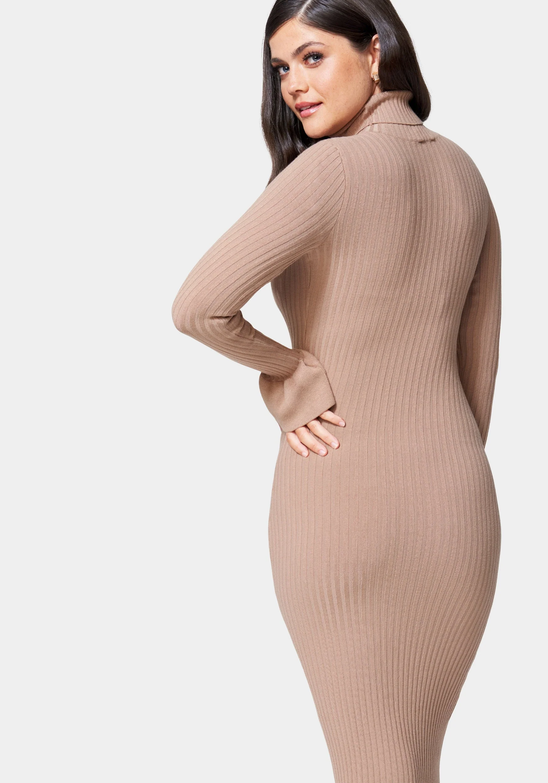 Bell Sleeve Turtleneck Midi Dress - Image 3