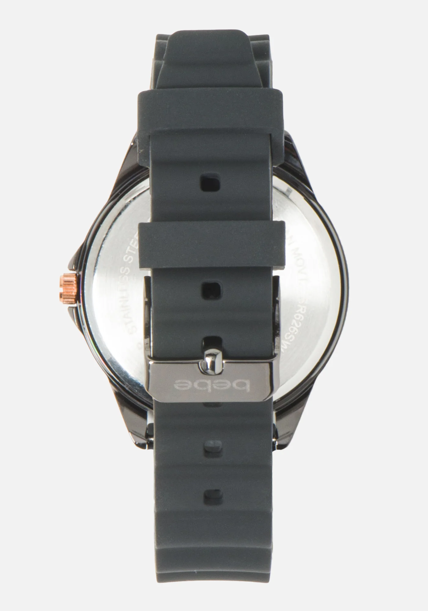 Black & Crystal Dial Silicone Strap Watch - Image 2