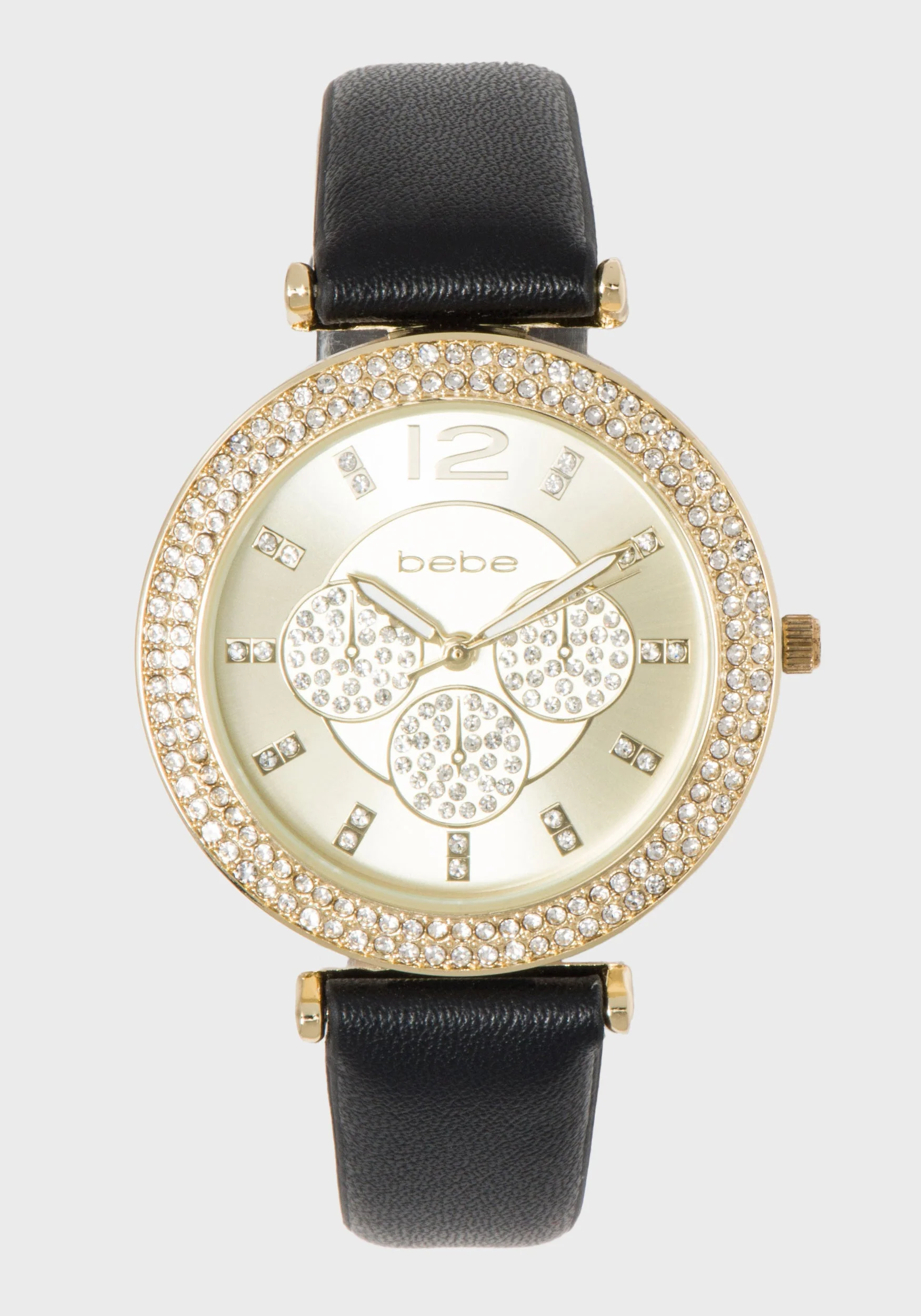 Black & Gold Crystal Bezel Watch - Image 2