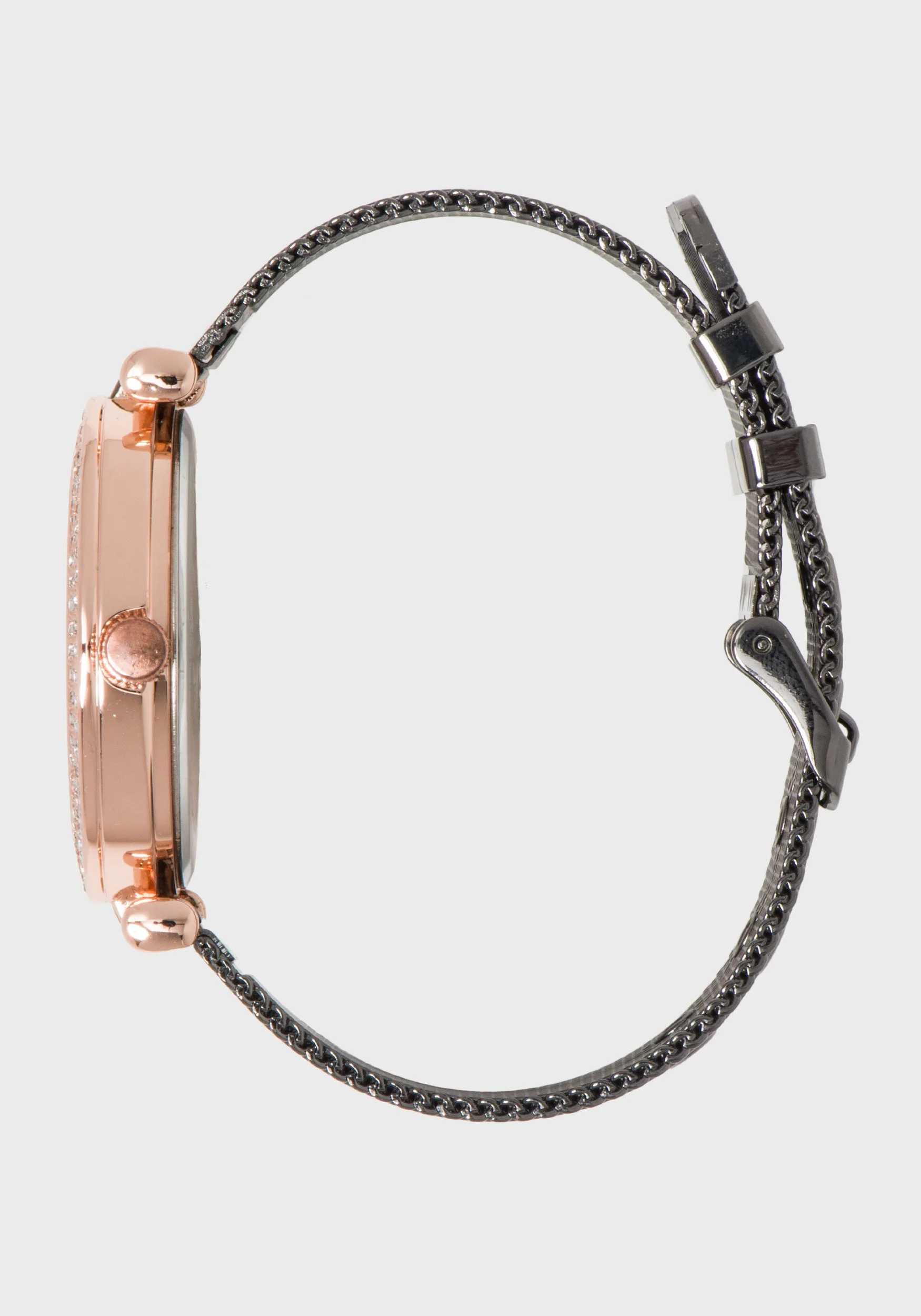 Black & Rose Gold Crystal Logo Watch Set - Image 4