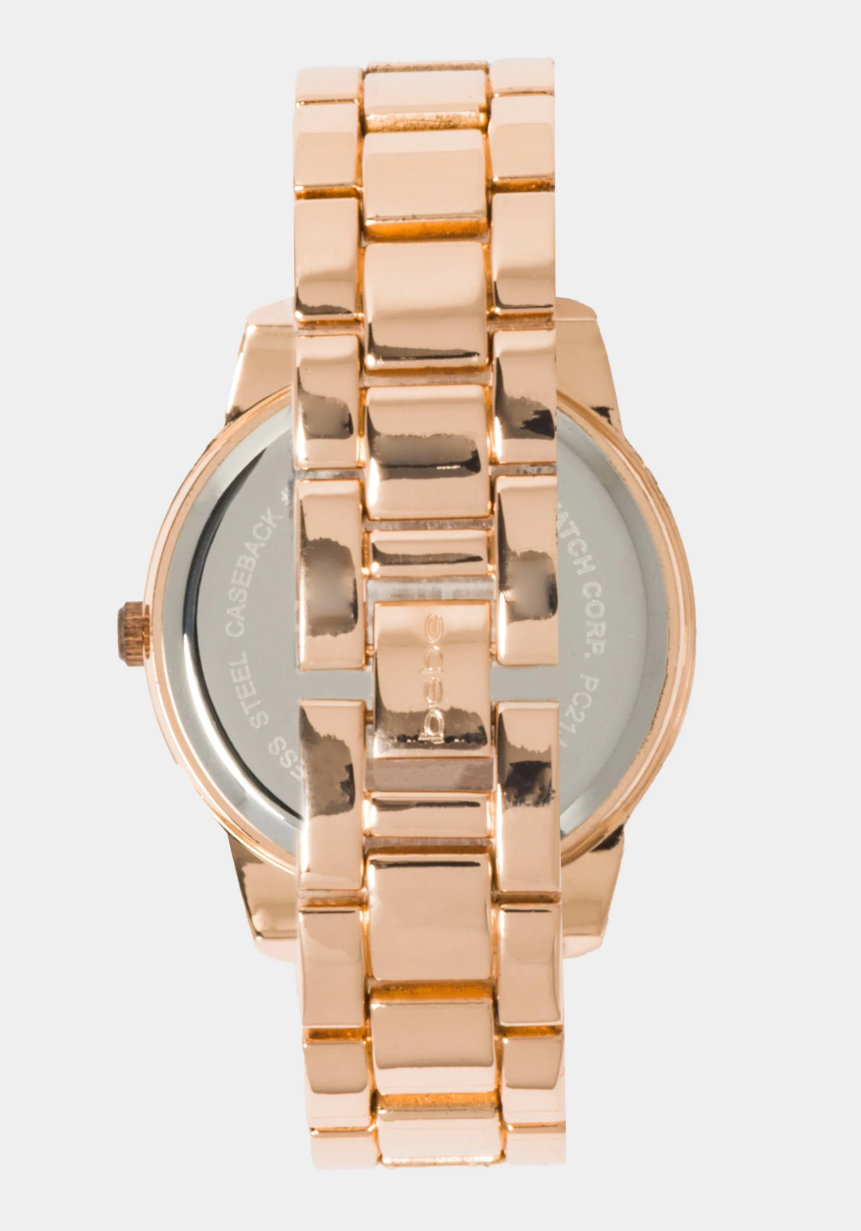 Black Smooth Dial Crystal Bezel Watch - Image 4