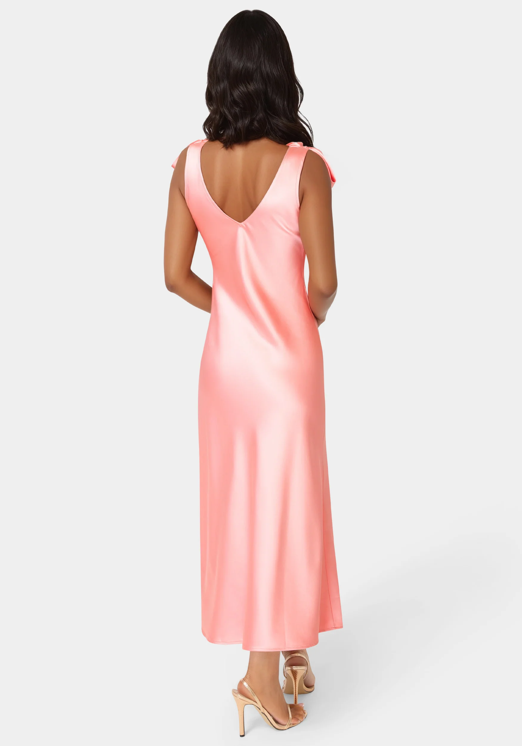 Bow Strap Satin Midi Dress - Image 3