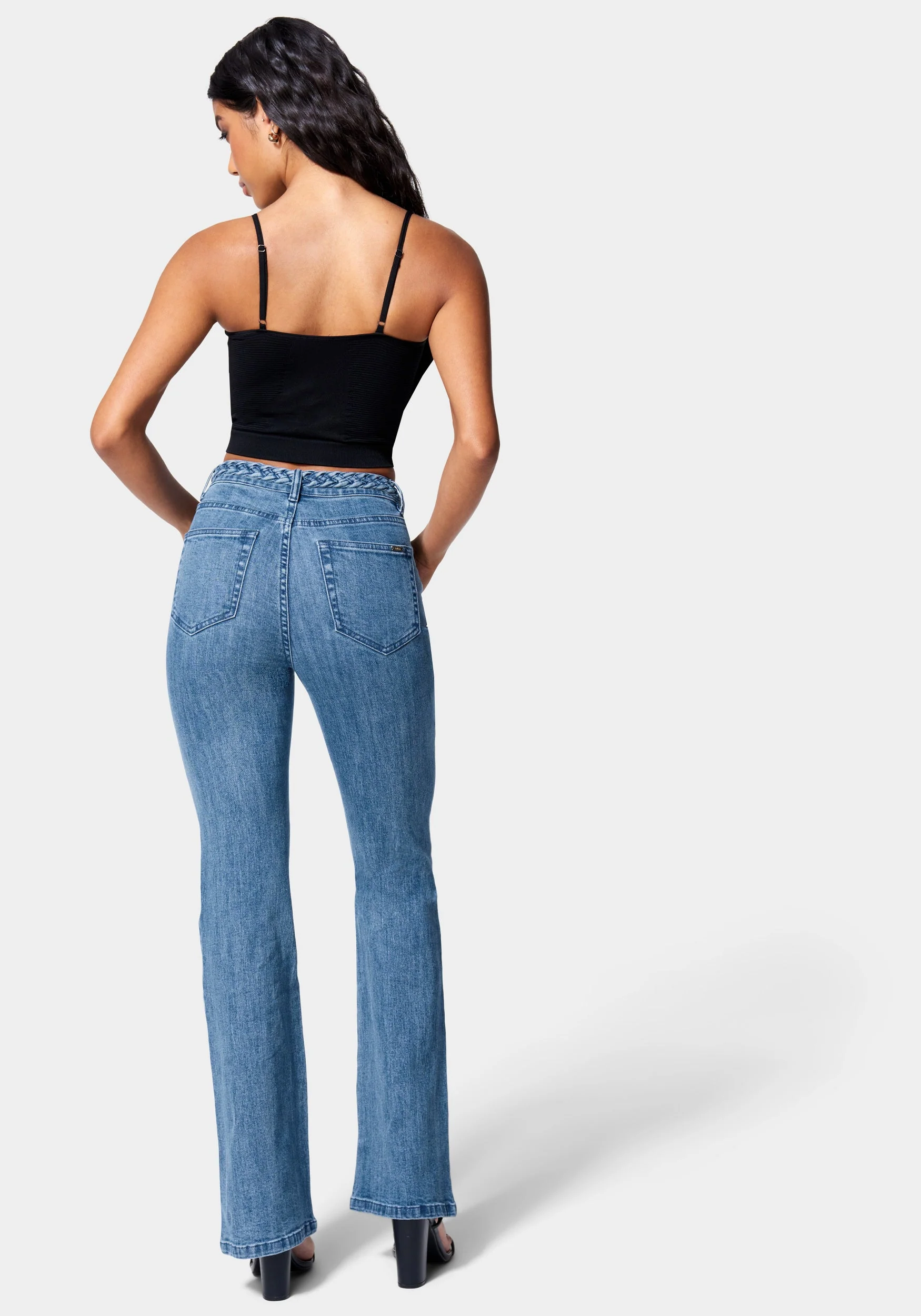 Braided Belt Flared Denim Jean - Image 3