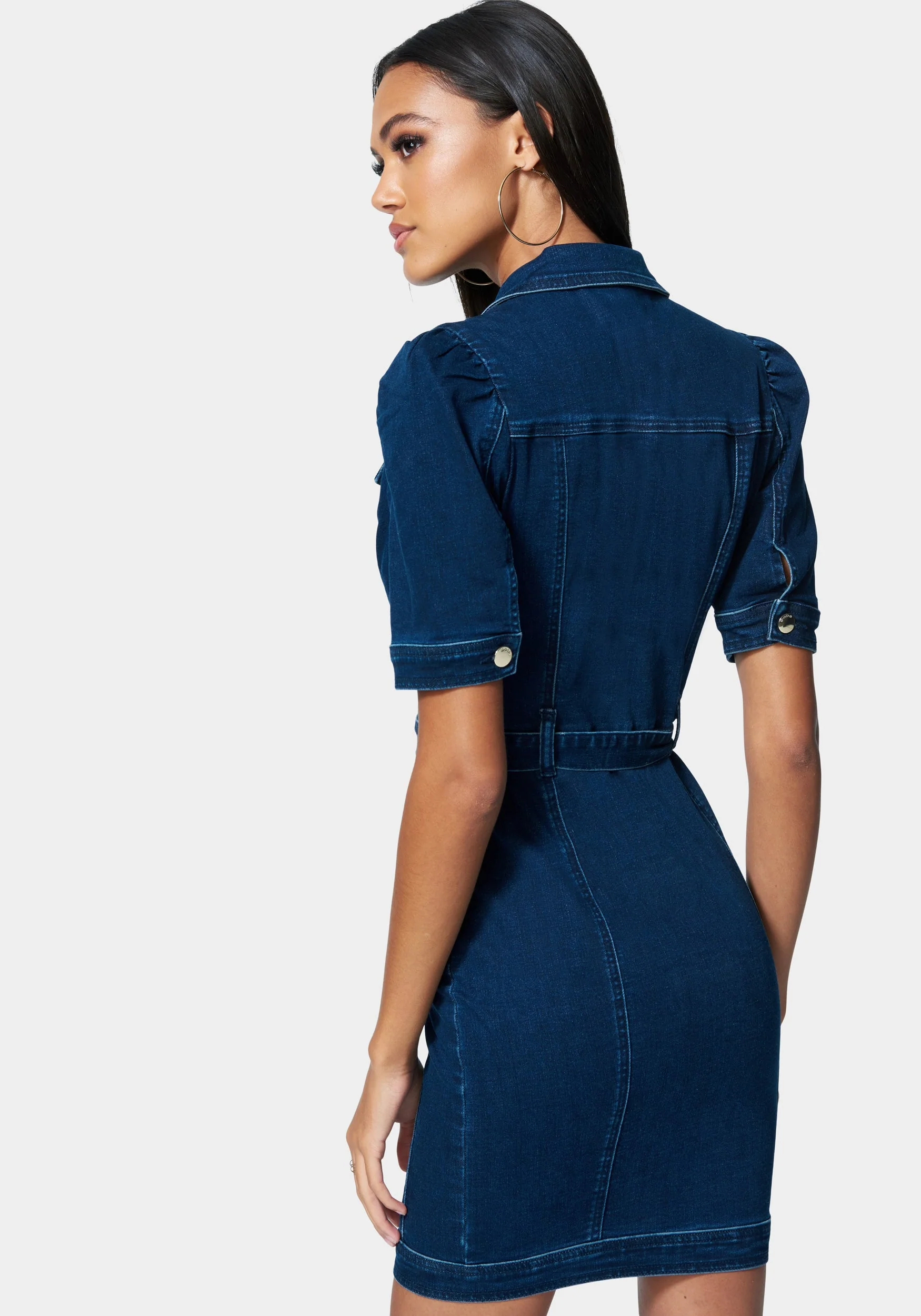 Button Detail Denim Dress - Image 3