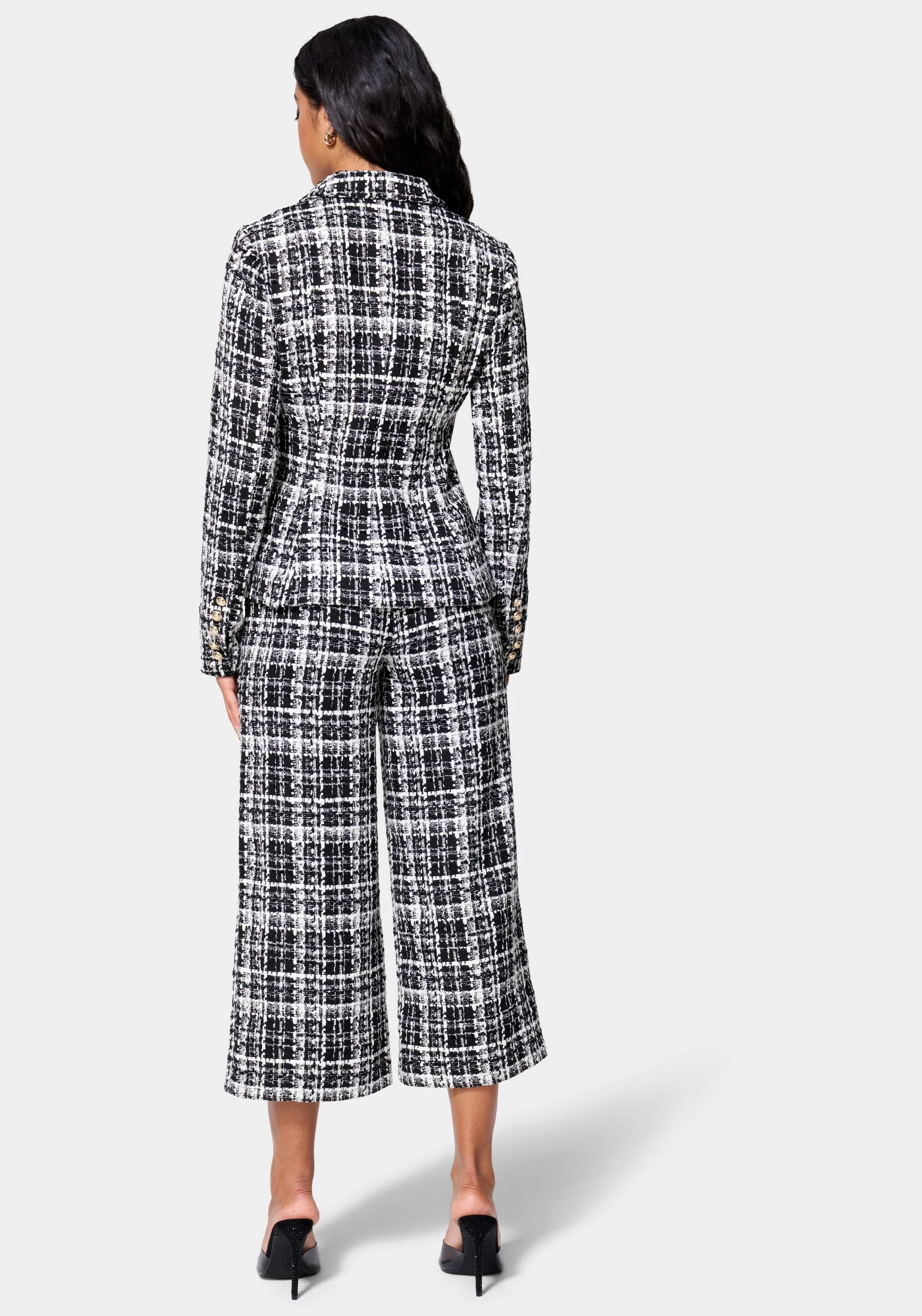 Button Detail Tailored Boucle Pant - Image 3