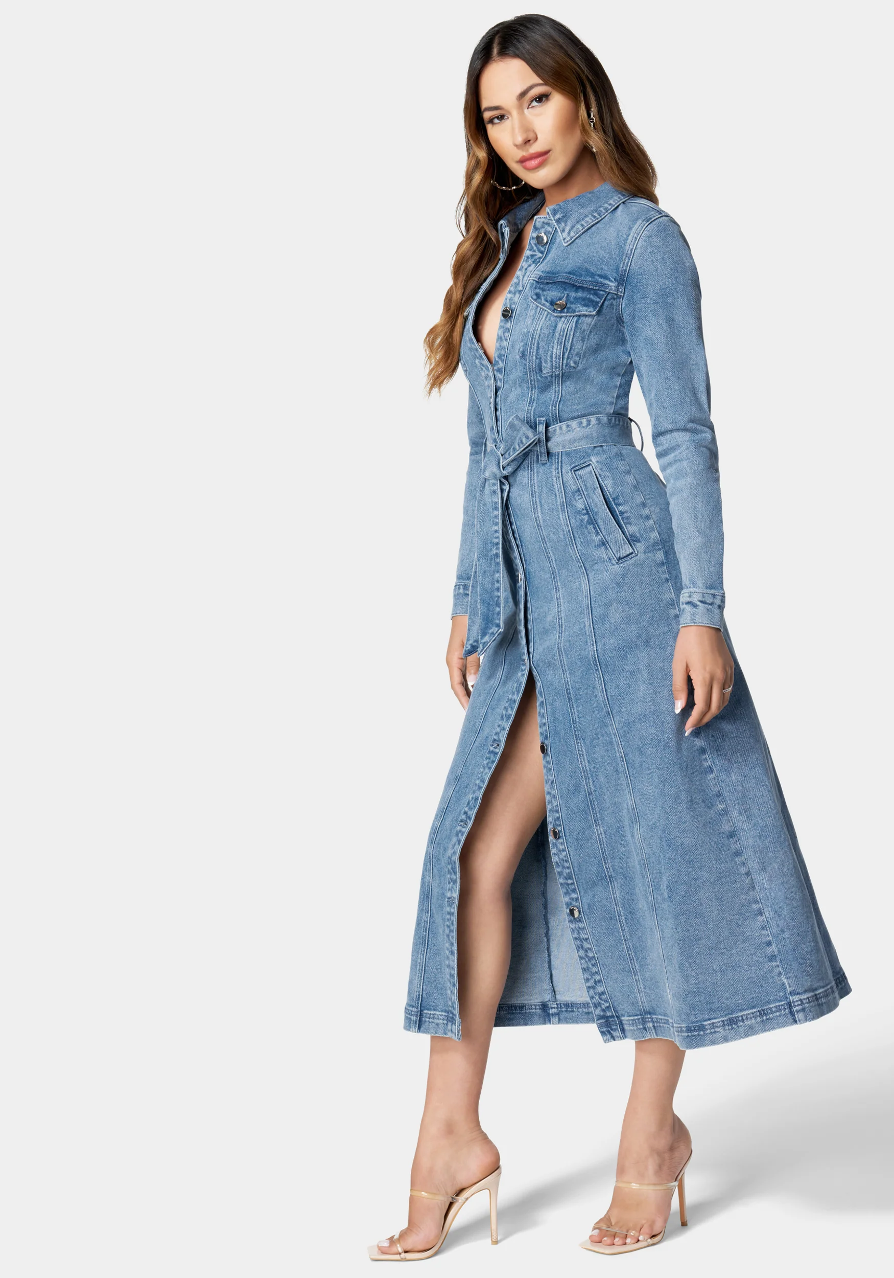 Button Down Long Denim Dress - Image 2