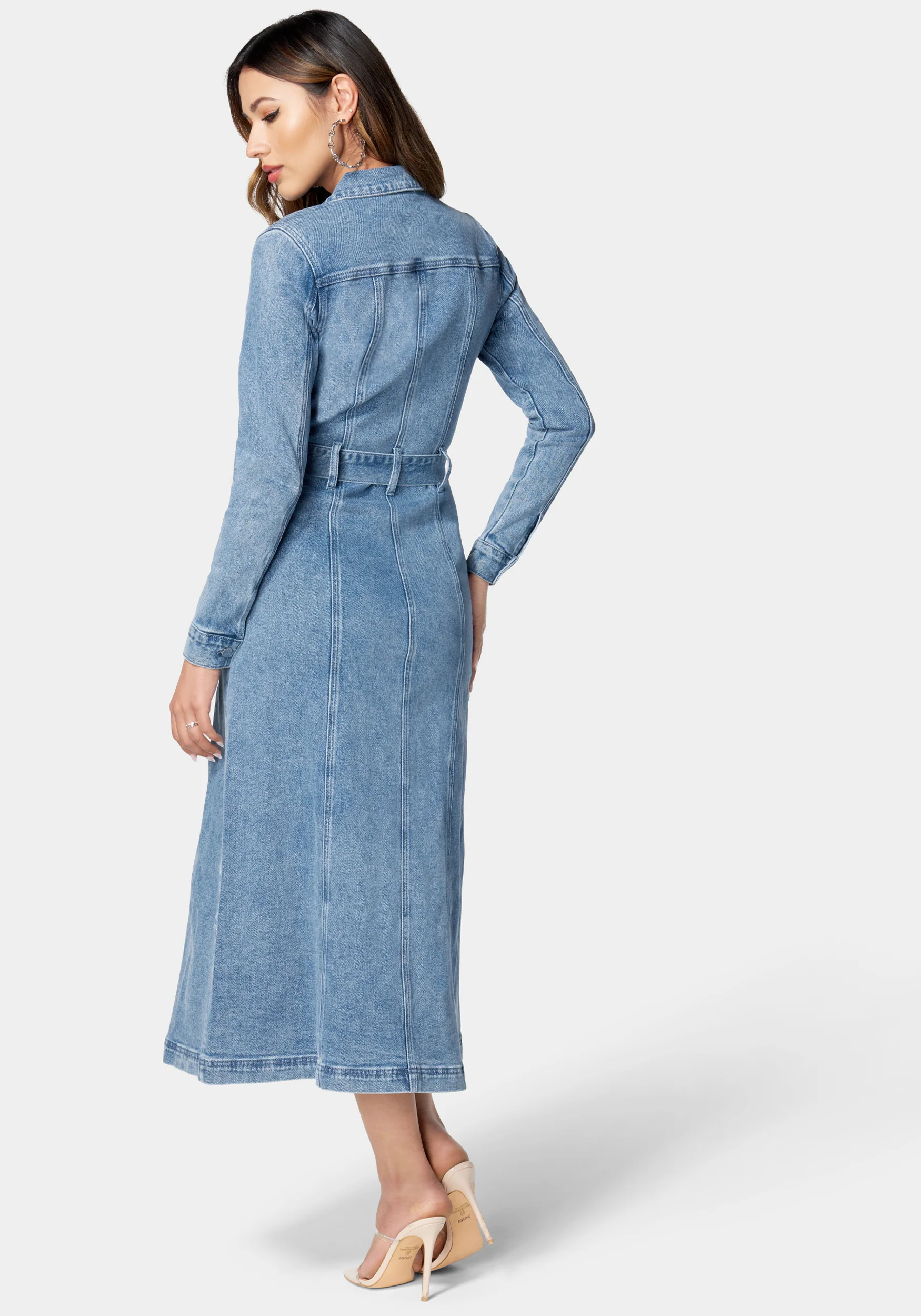 Button Down Long Denim Dress - Image 3