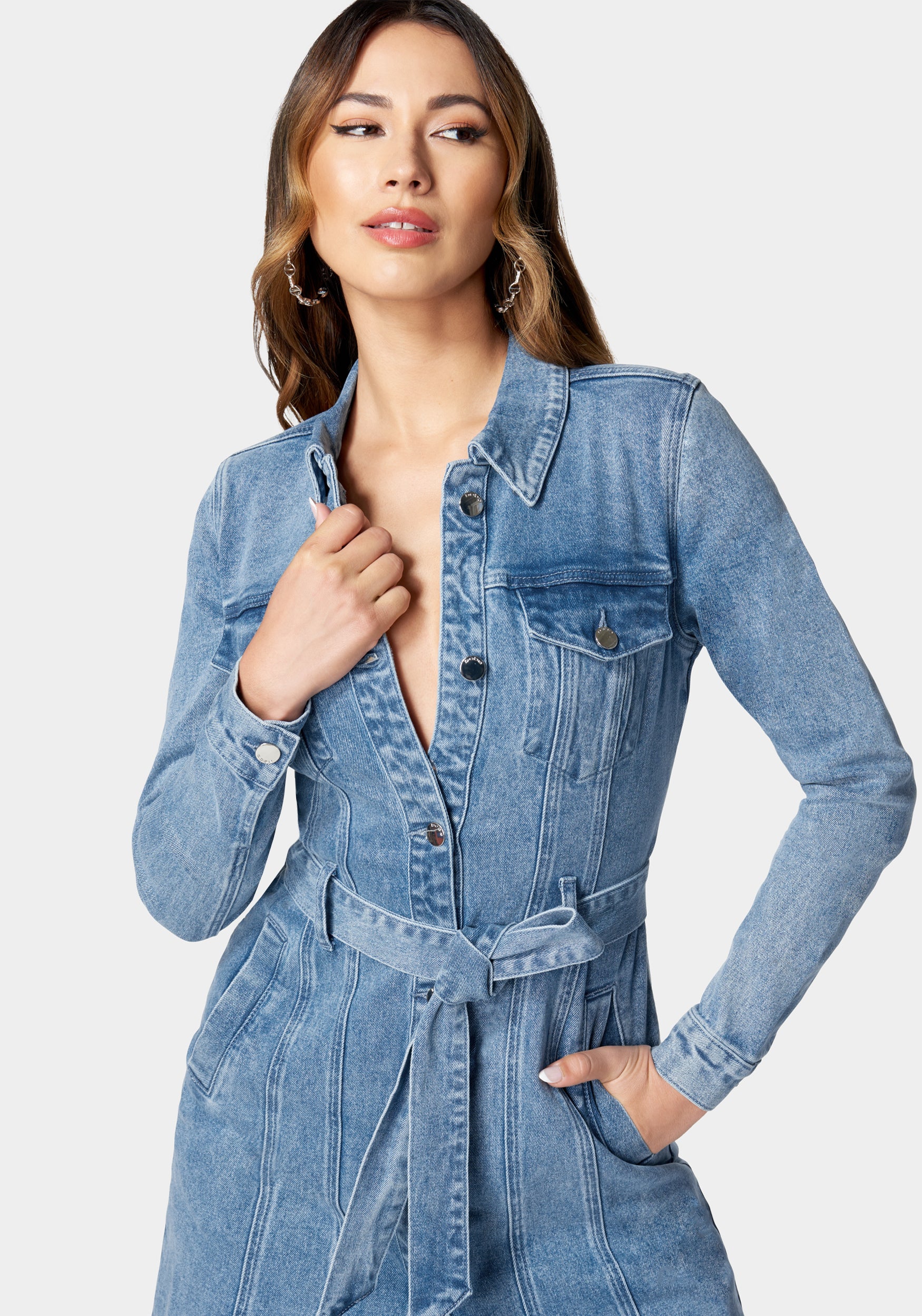 Button Down Long Denim Dress - Image 4
