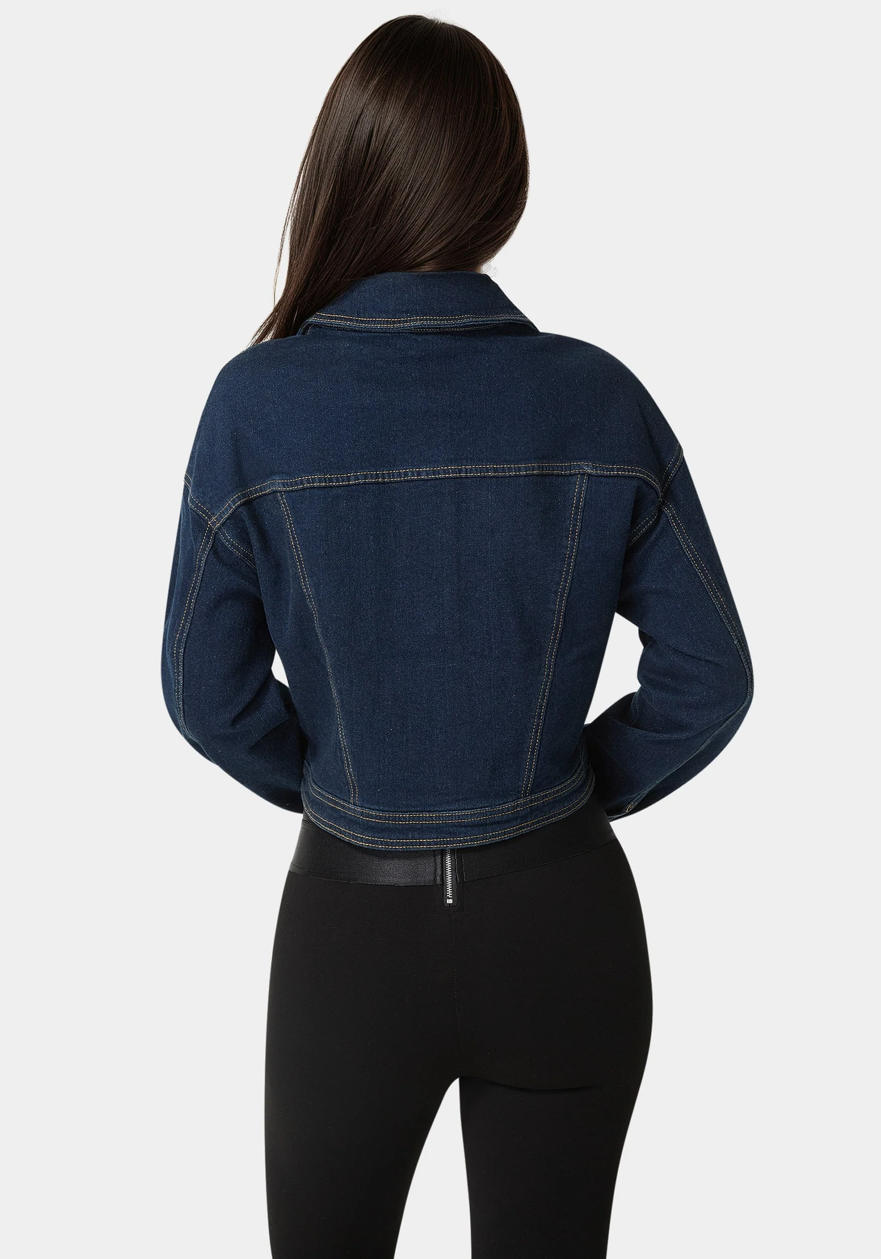 Button Front Stud Detail Denim Jacket - Image 2