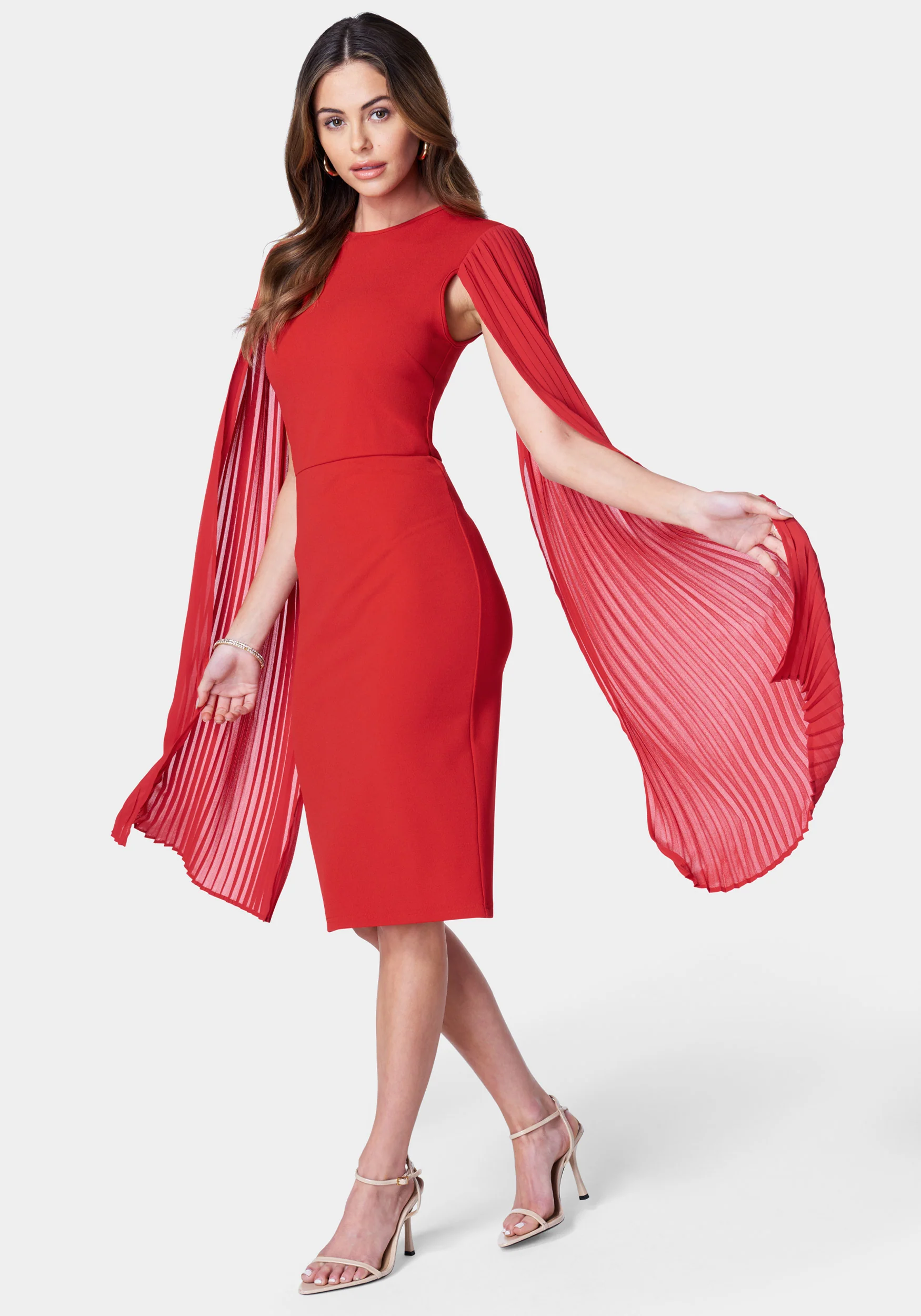 Cape Sleeve Midi Dress - Image 3