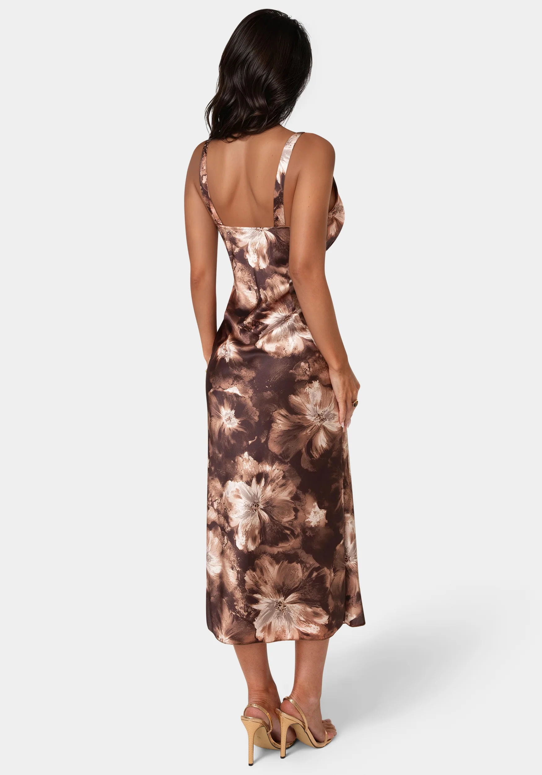 Ceycrepe Satin V-Neck Sleeveless Maxi Dress - Image 3